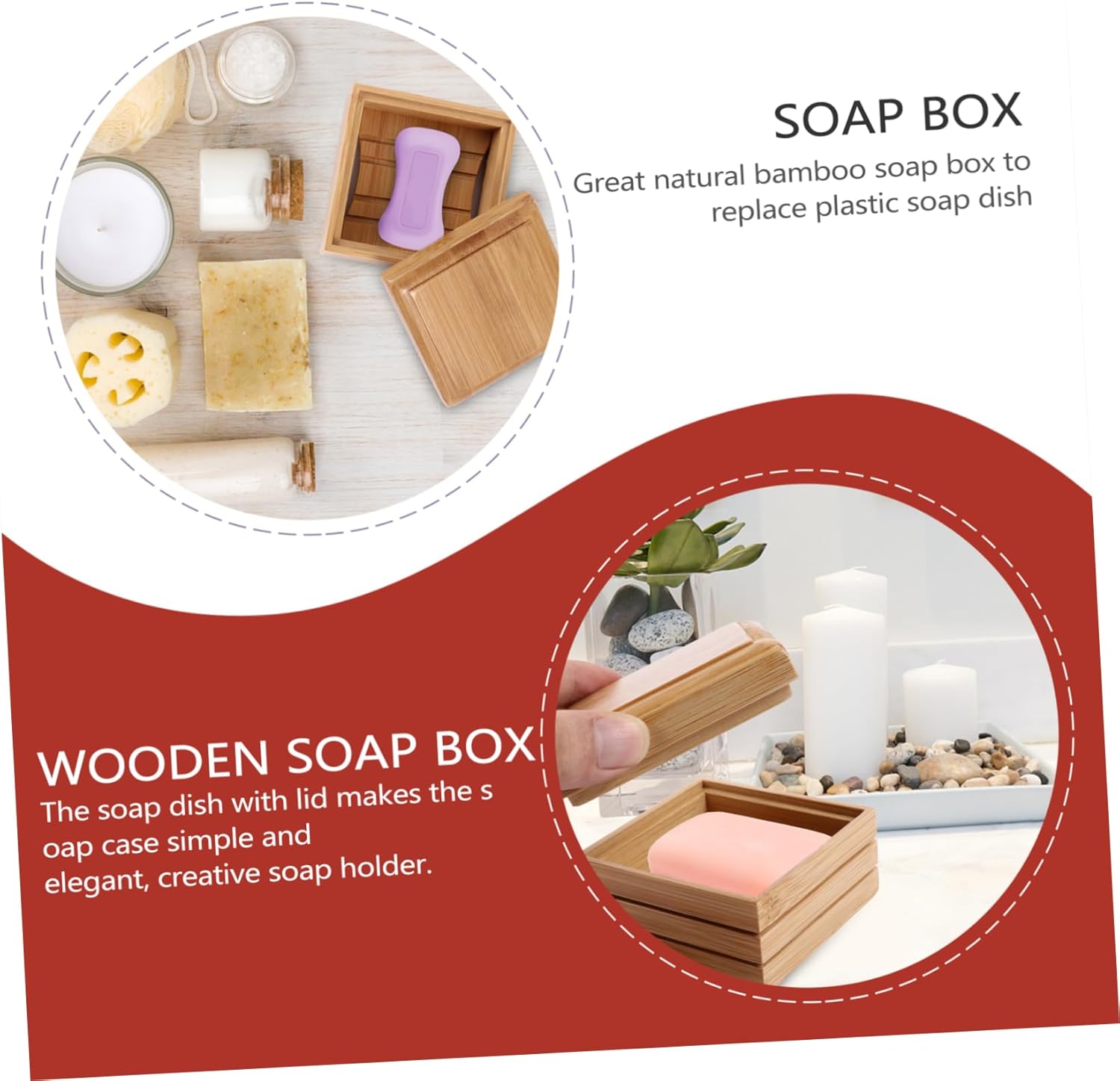 Mobestech Wooden Soap Dish with Lid for Bathroom
