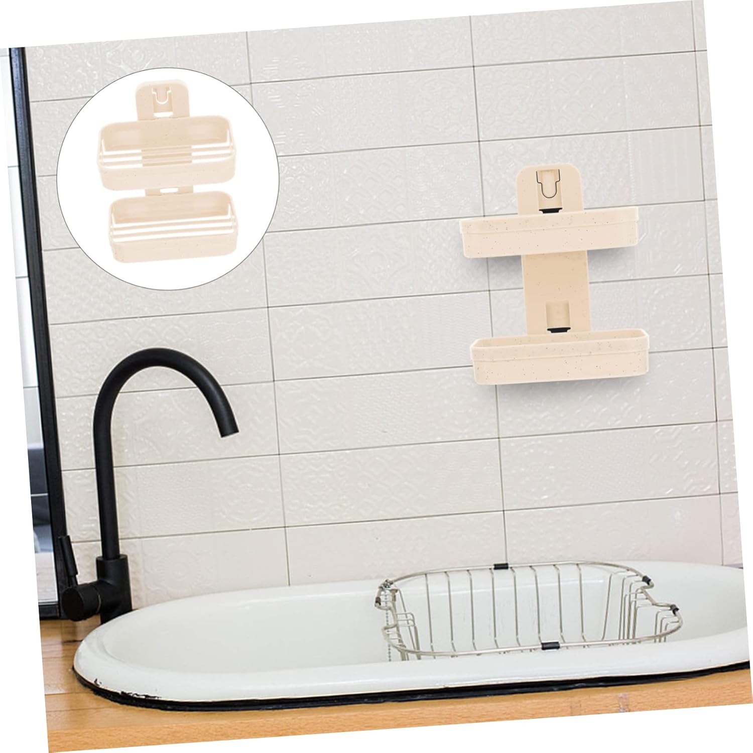 Double Layer Adhesive Soap Dish Holder for Shower Wall
