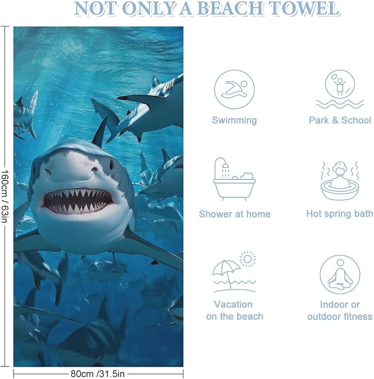 4SEE Oversize Sea Blue Beach Towel Set