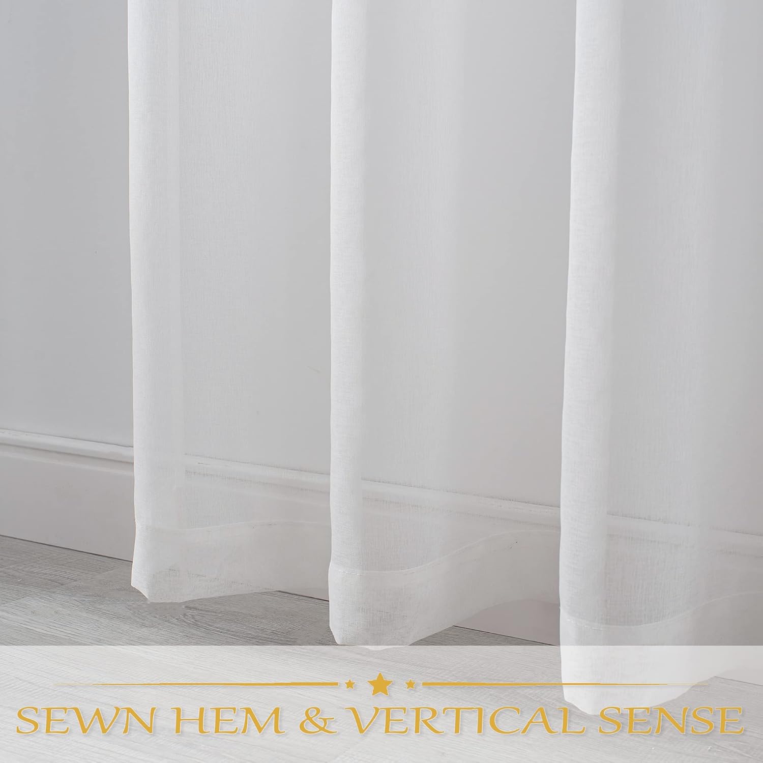 HUTO 95 Sheer Curtains - White Grommet Drapes Set of 2