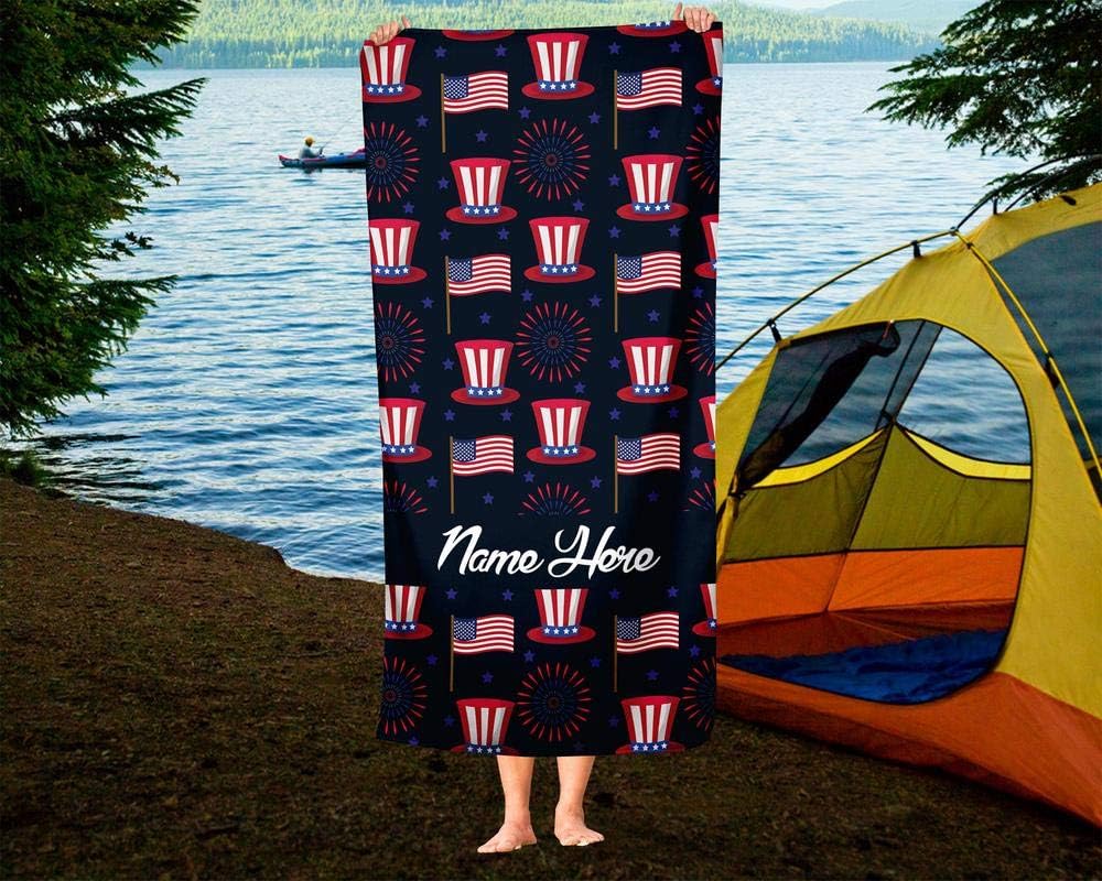 Personalized Corner Extra Large Patriotic Uncle Sam July 4th Towel