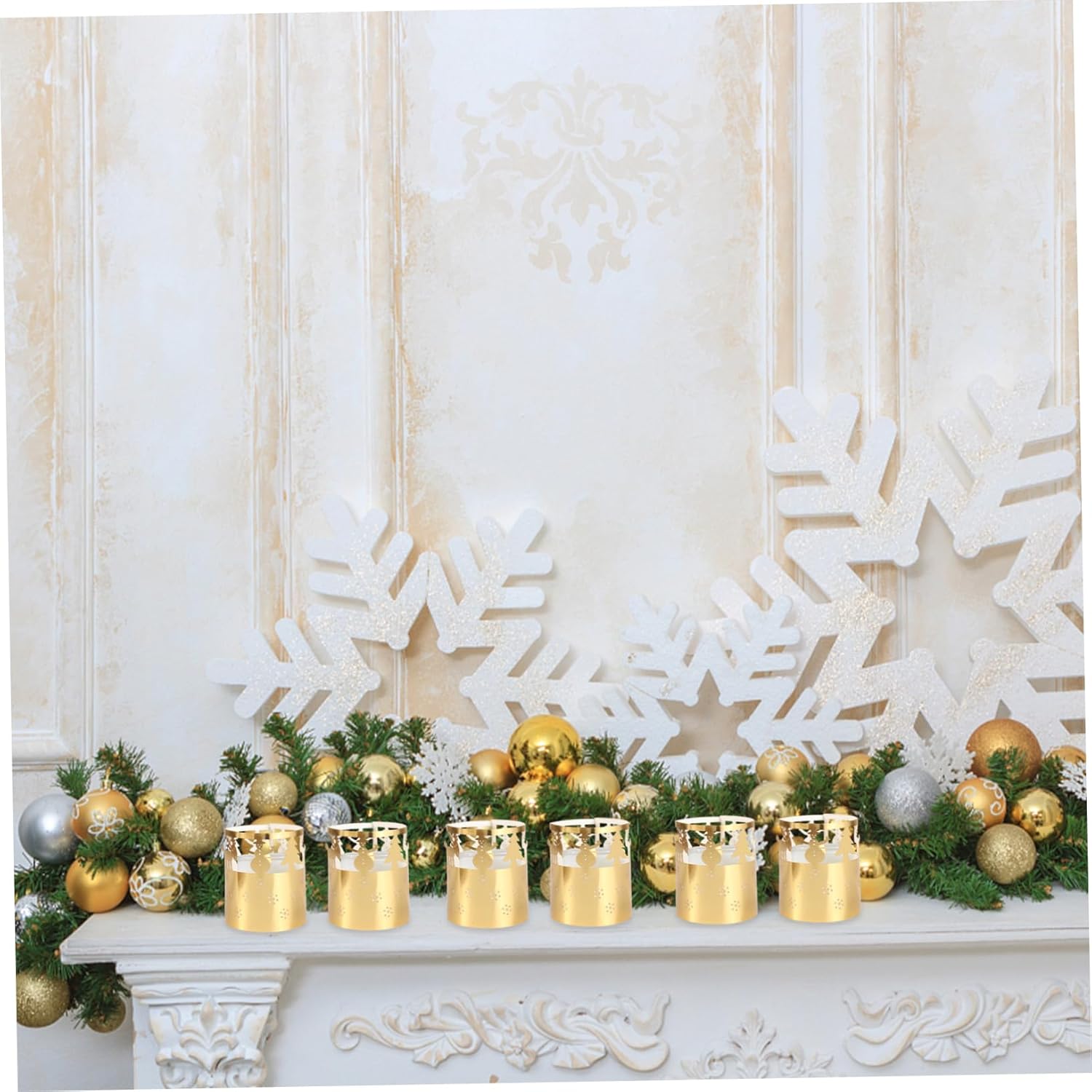 Black Snowflake Candle Holder 50 Pcs Christmas Decor