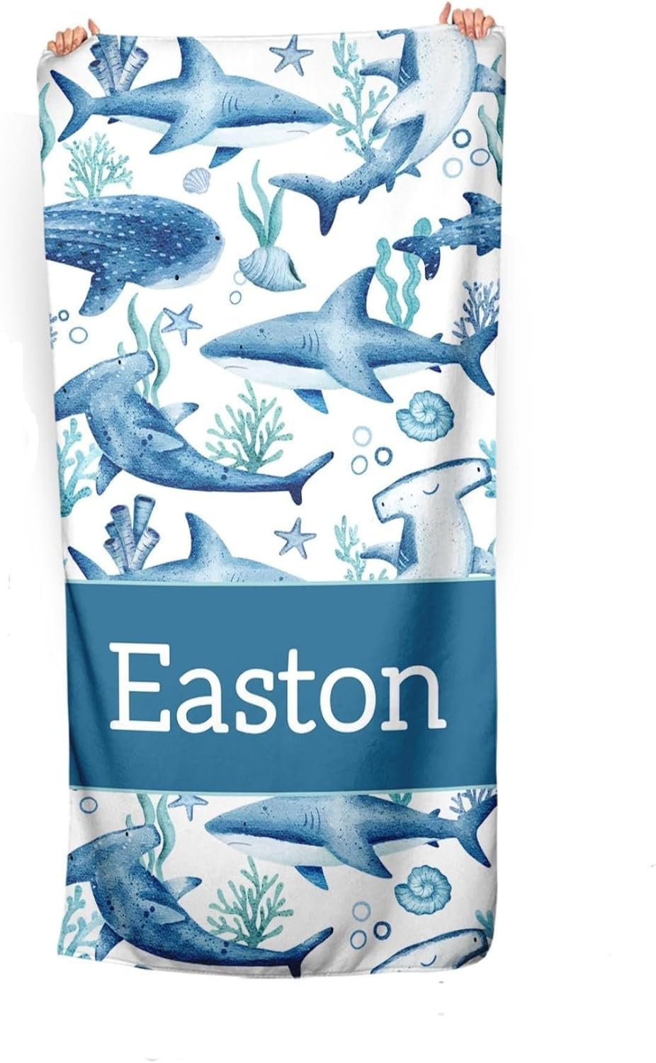 Boys Shark Beach Towel with Name Customized