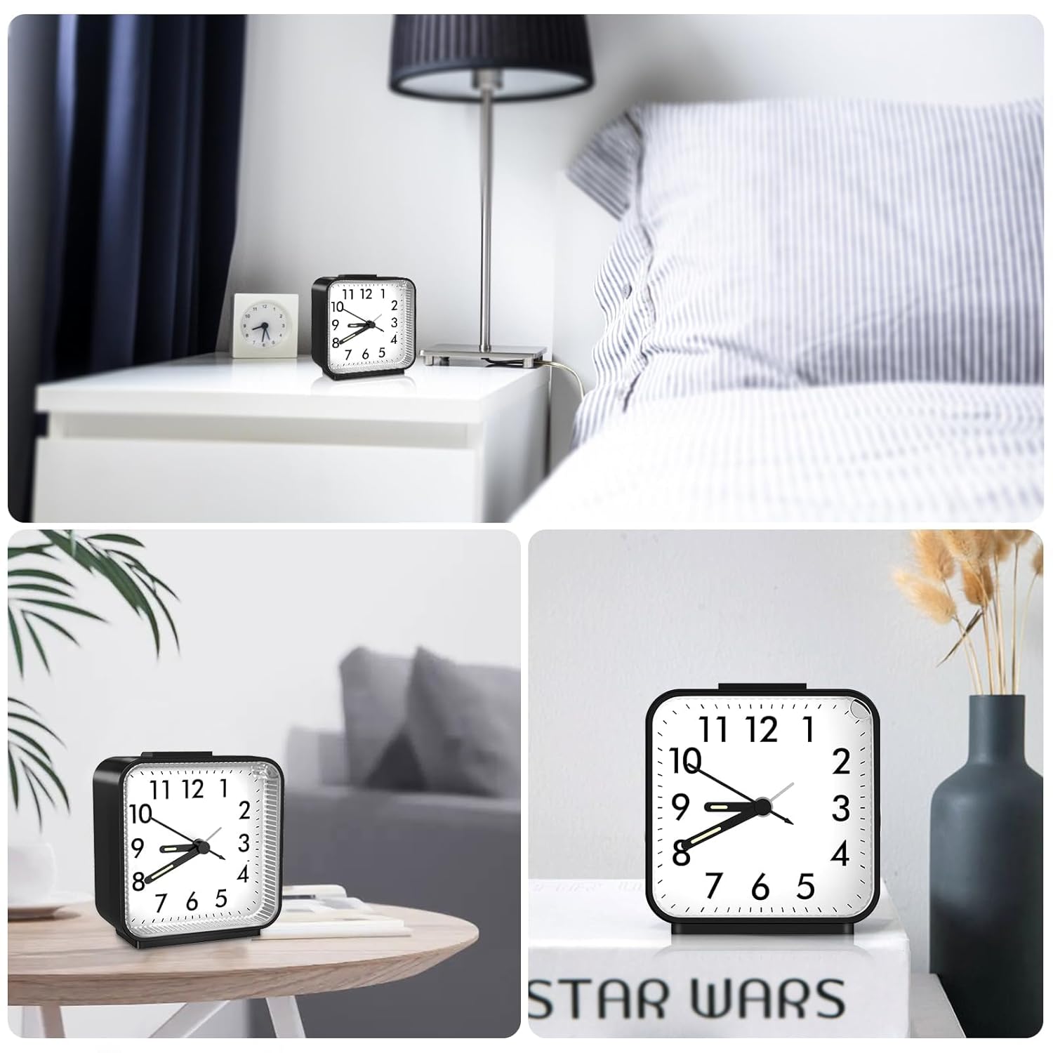 OQIMAX Quiet Alarm Clock with Night Light and Snooze Function