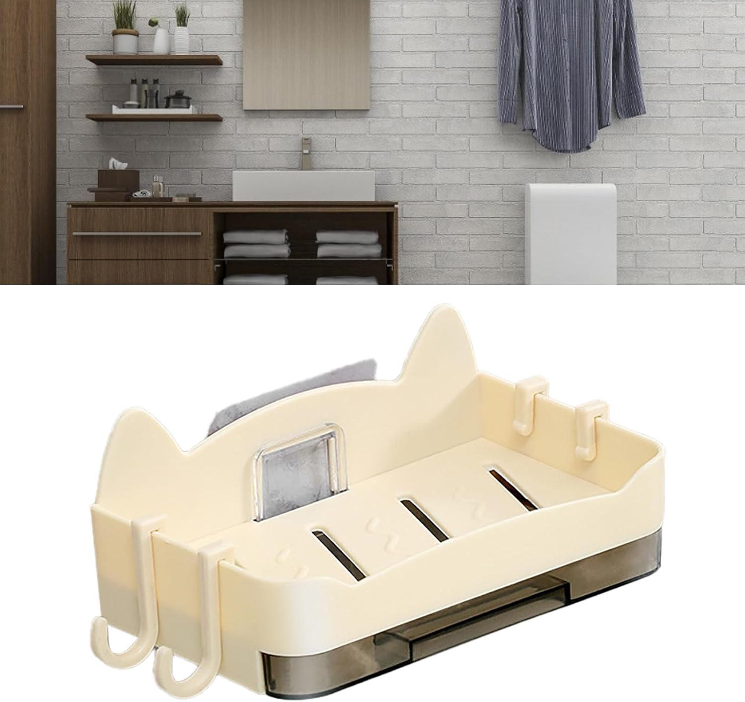 WITHO Wall Mounted Soap Holder - HoleFree Square Design - Space Saving Bathroom Accessory