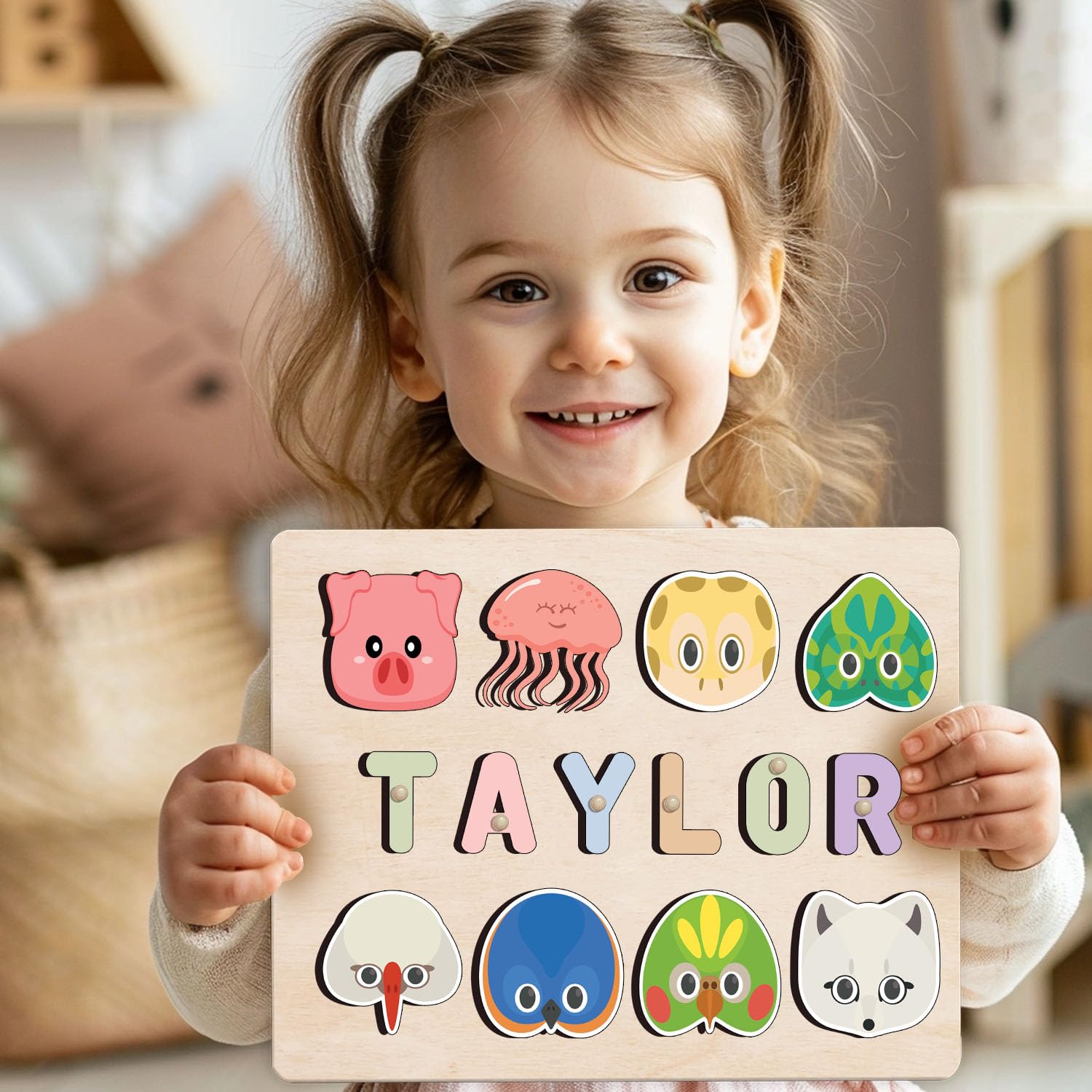 Personalized Wooden Name Puzzle For Toddlers 1-3 1