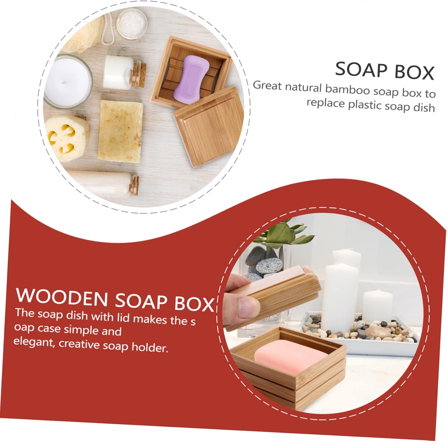 FONDOTIN Bath Shower Soap Box Wooden Holder