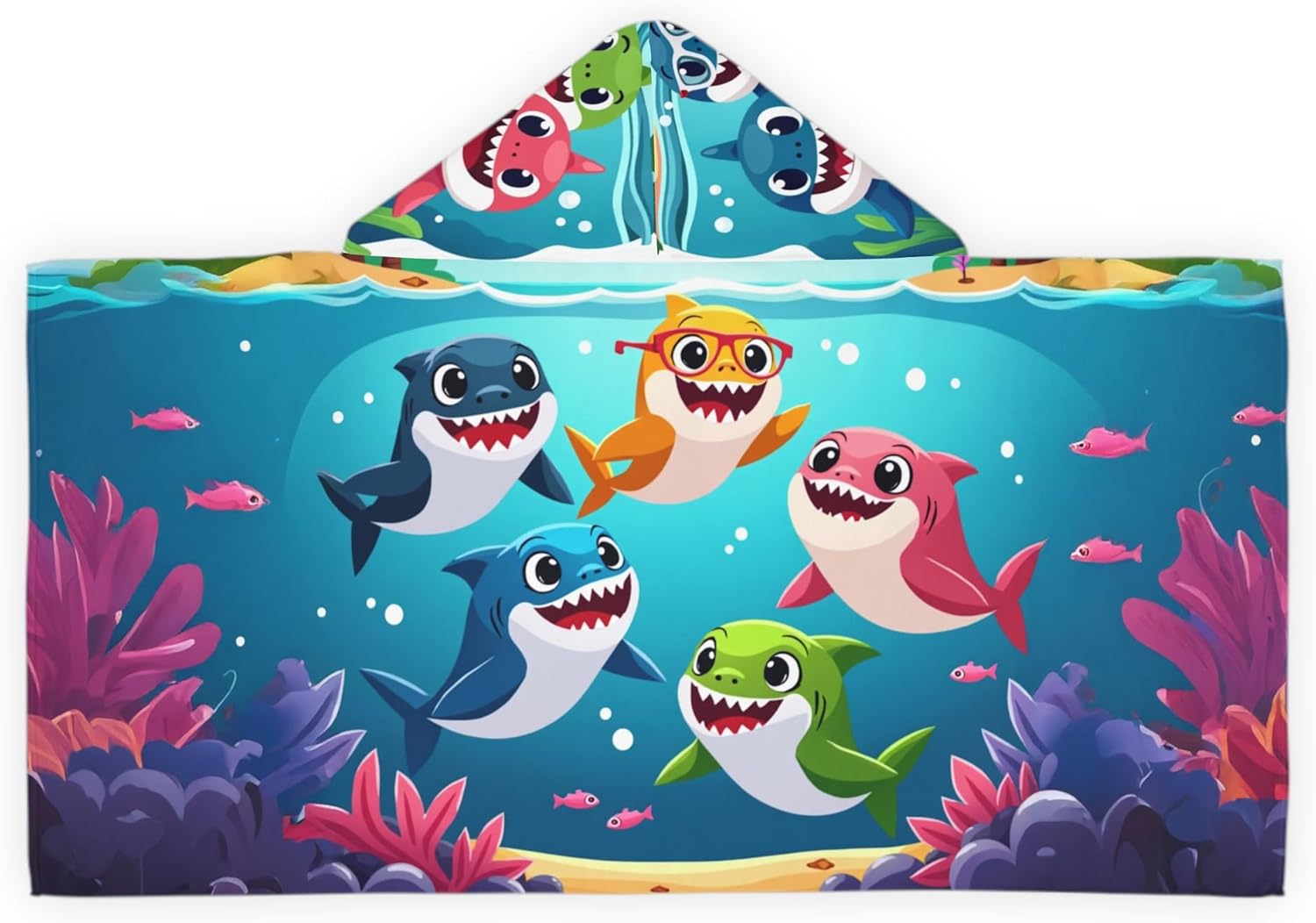 Baby Shark Themed Youth Hooded Towel