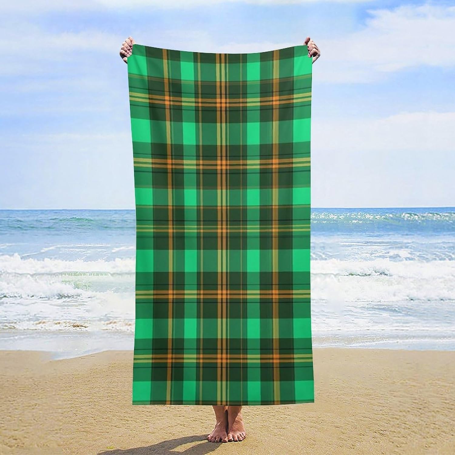4SEE Extra Large Scottish Plaid Bath Towel for Beach