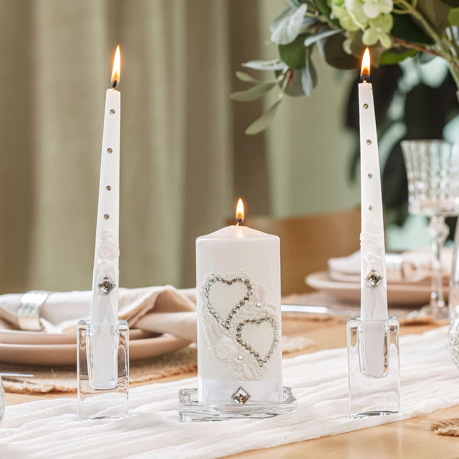 VABA Wedding Unity Candle Set 6 Pillar 10 Taper