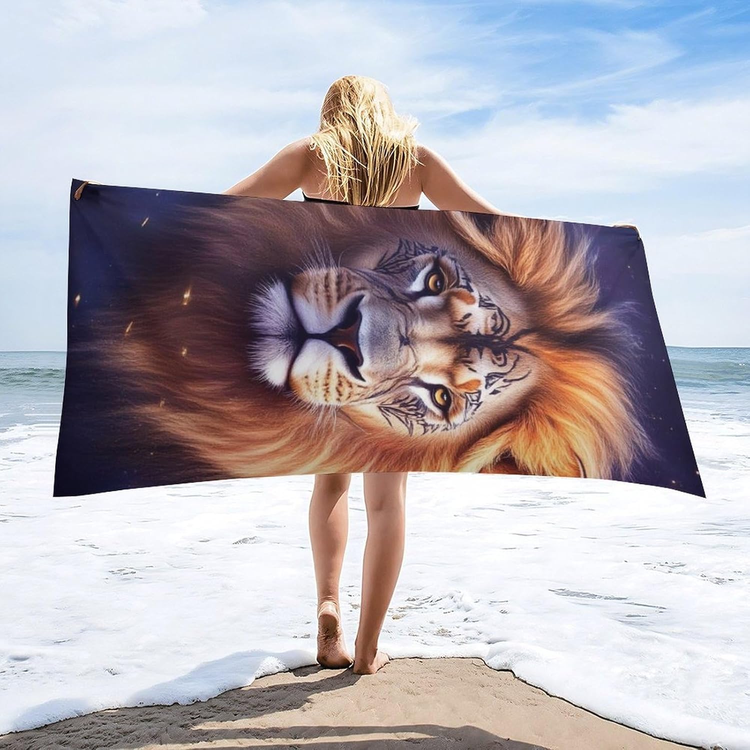 4SEE Plus Size Beach Towel with Lion Design