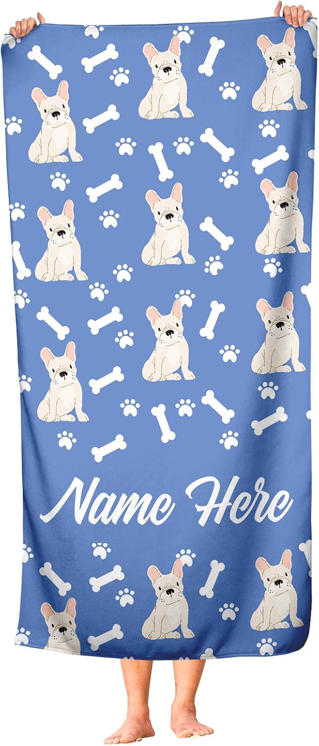 Personalized Fawn French Bulldog Pattern Towels - Large Medium 1