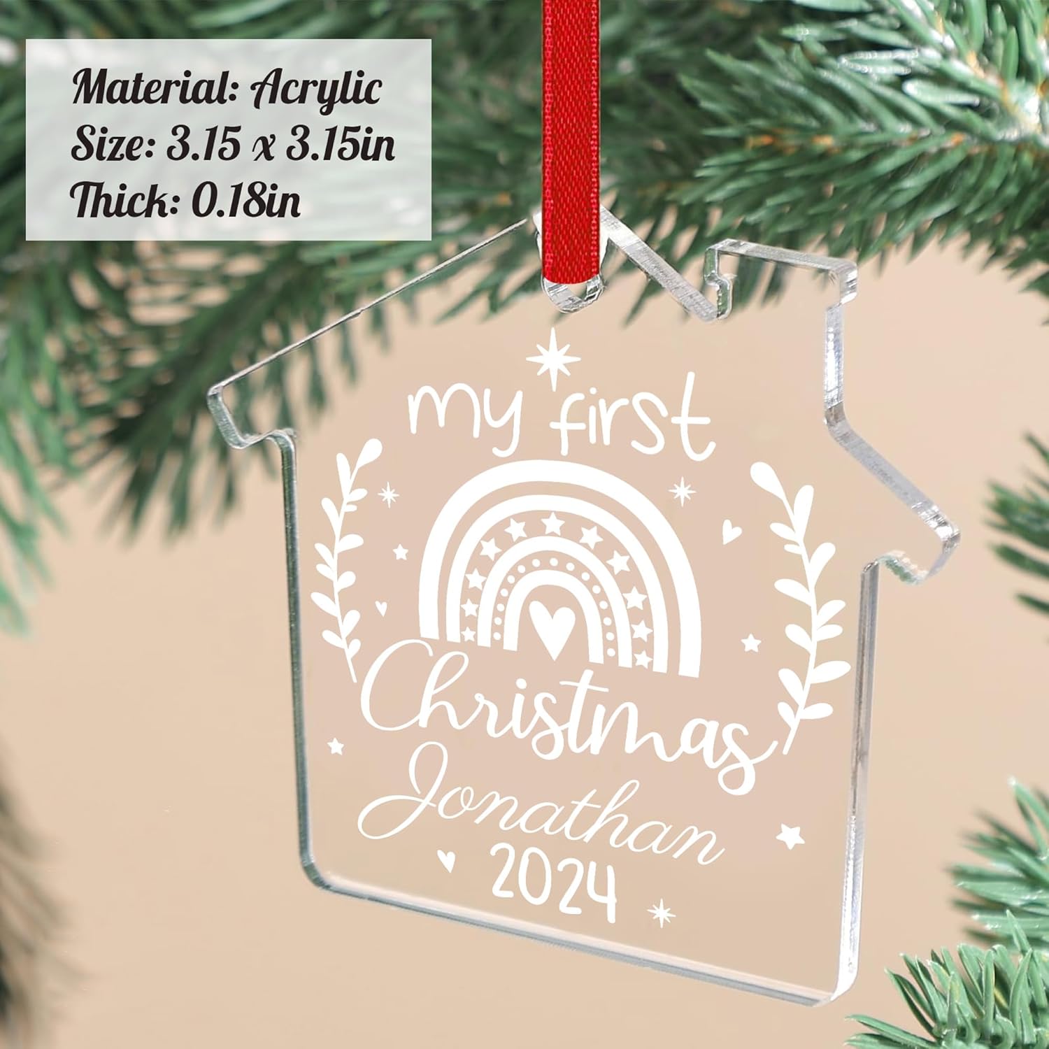Jasilon Personalized Babys 1st Christmas Ornament