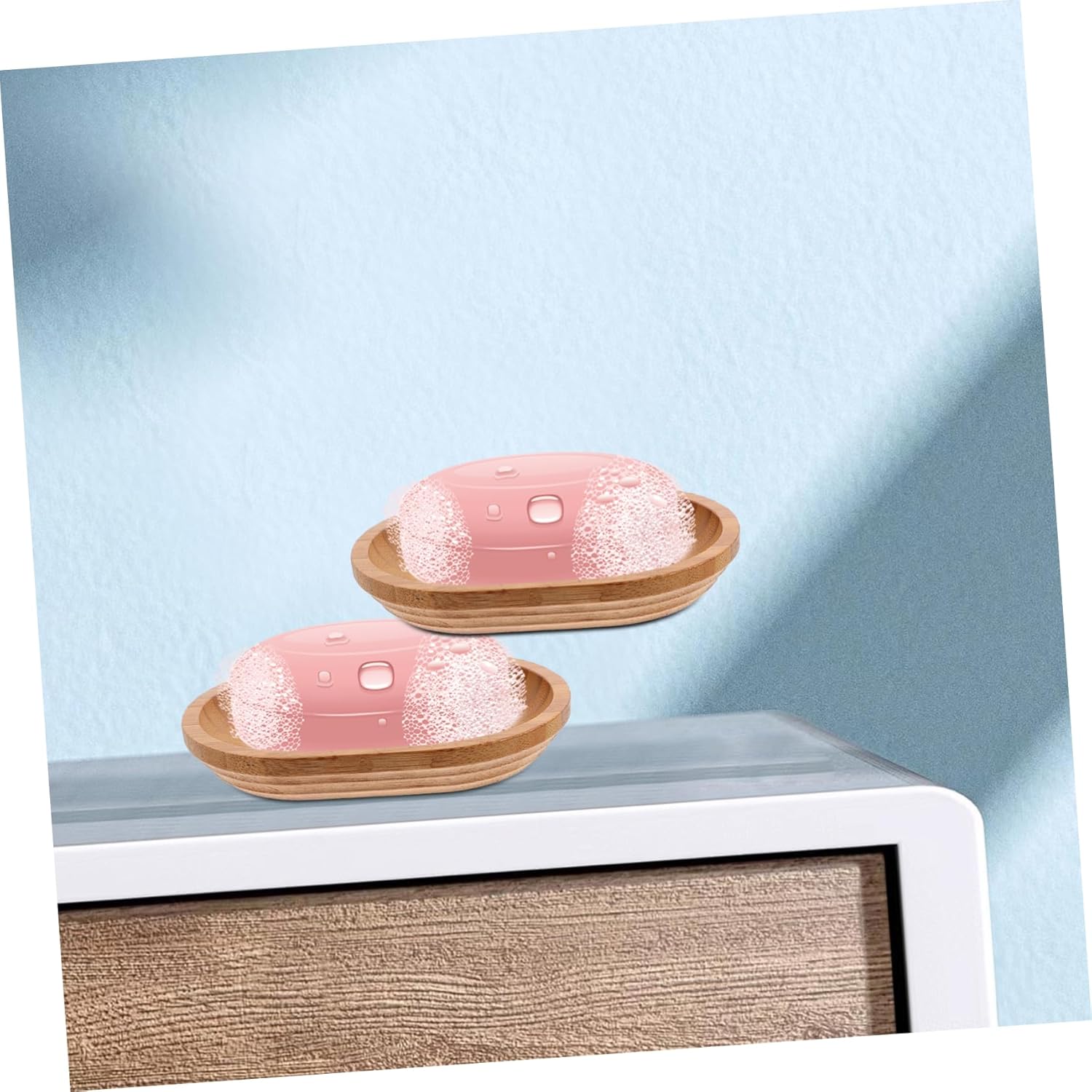ABOOFAN Rustic Bamboo Soap Holder for Sink