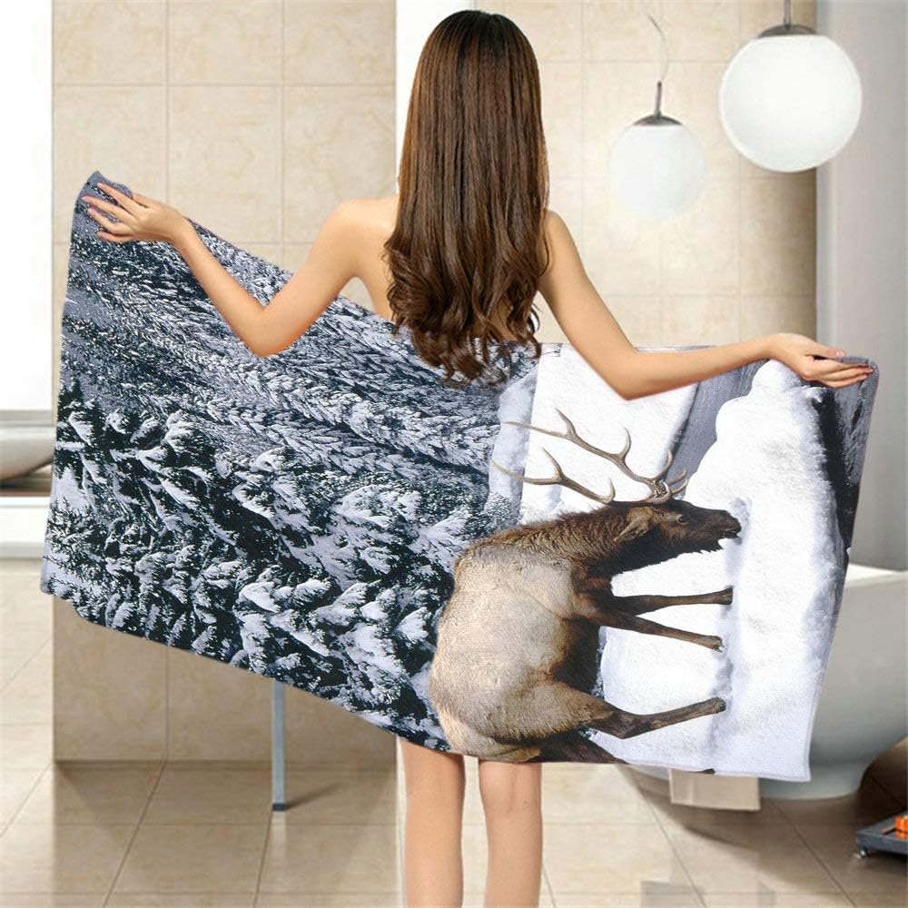 Moslion Elk Pattern Bath Towel 64x32 Inches