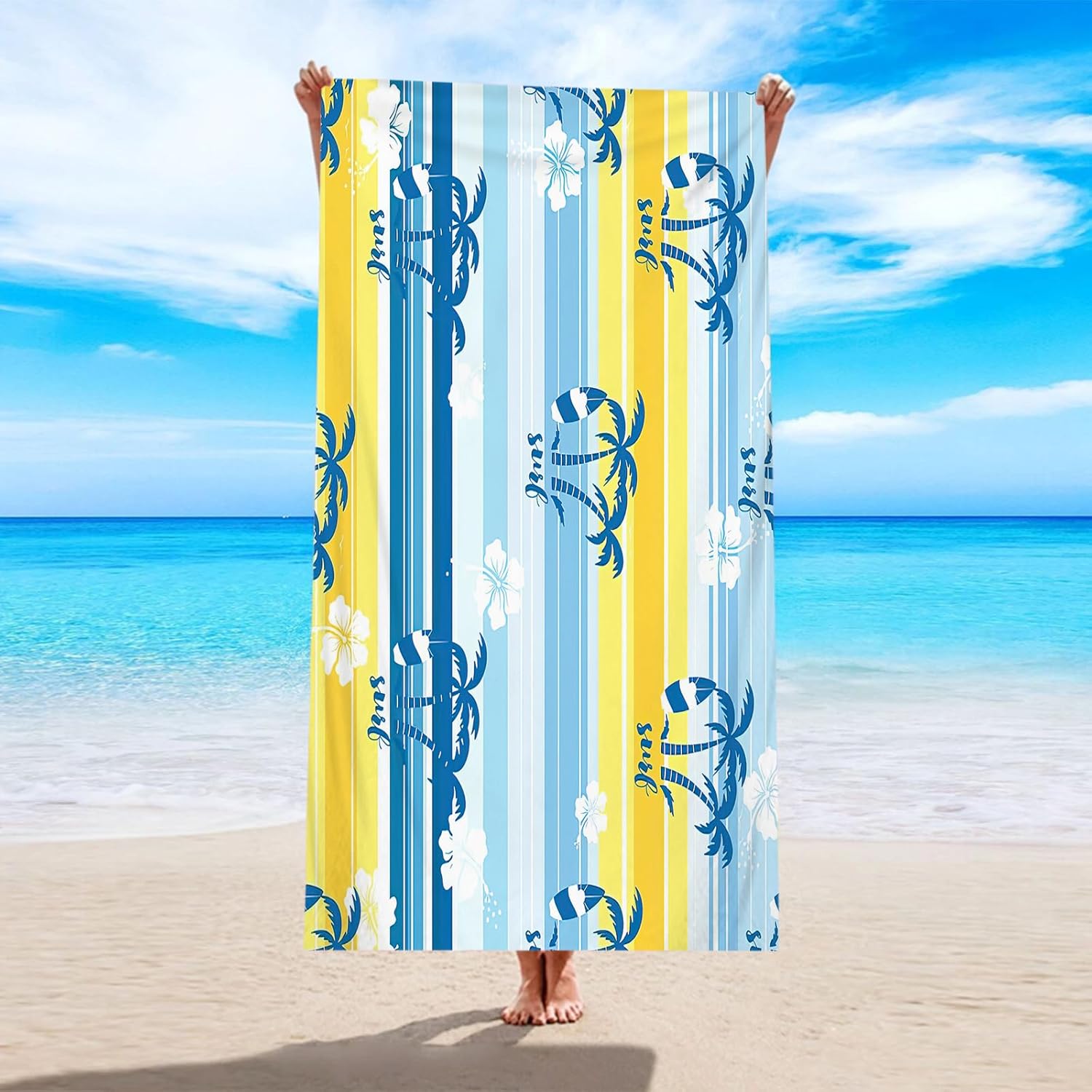 Bluboon Beach Towel with 2 Bands 30 x 60 Inches
