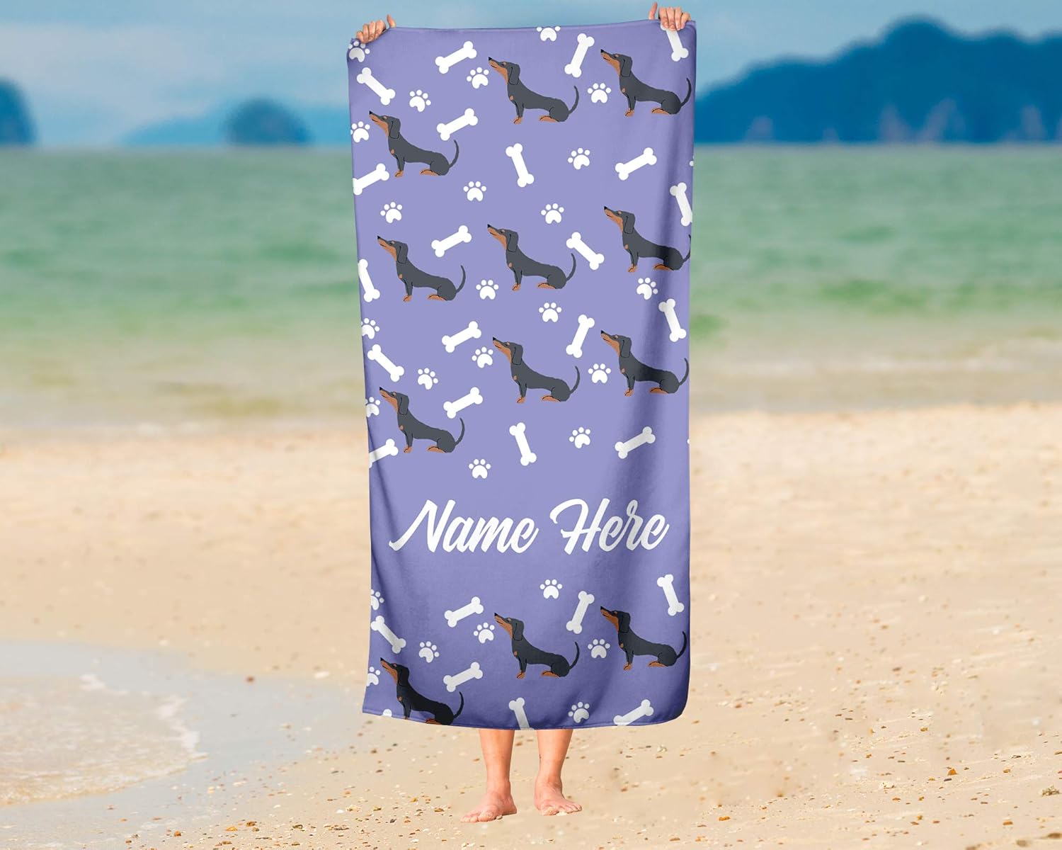 Personalized Corner Extra Large Pet Dachshund Towel