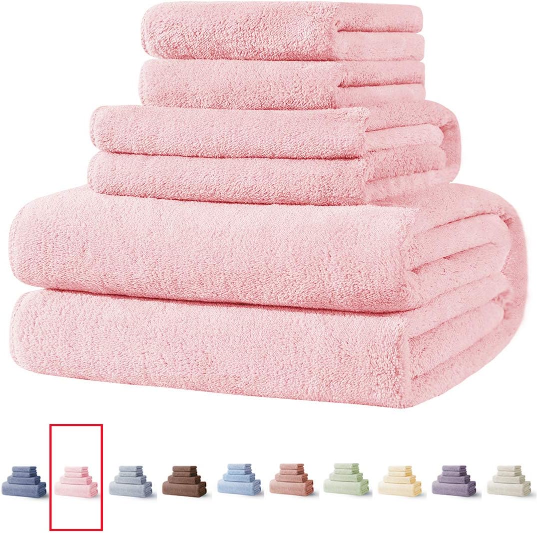 Xinrjojo 4-Piece Quick-Dry Absorbent Towels - Light Pink