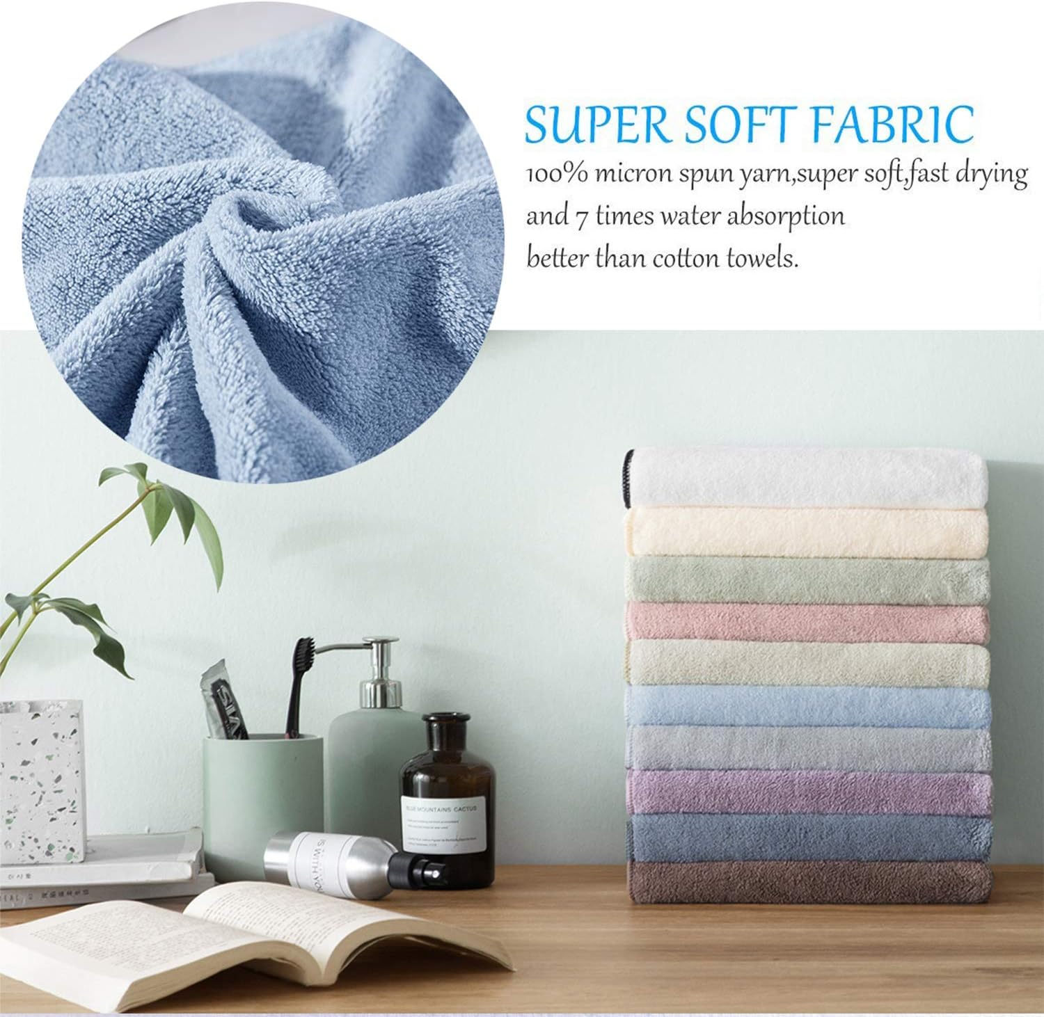Xinrjojo 4 Piece Microfiber Towels Set - Sky Blue