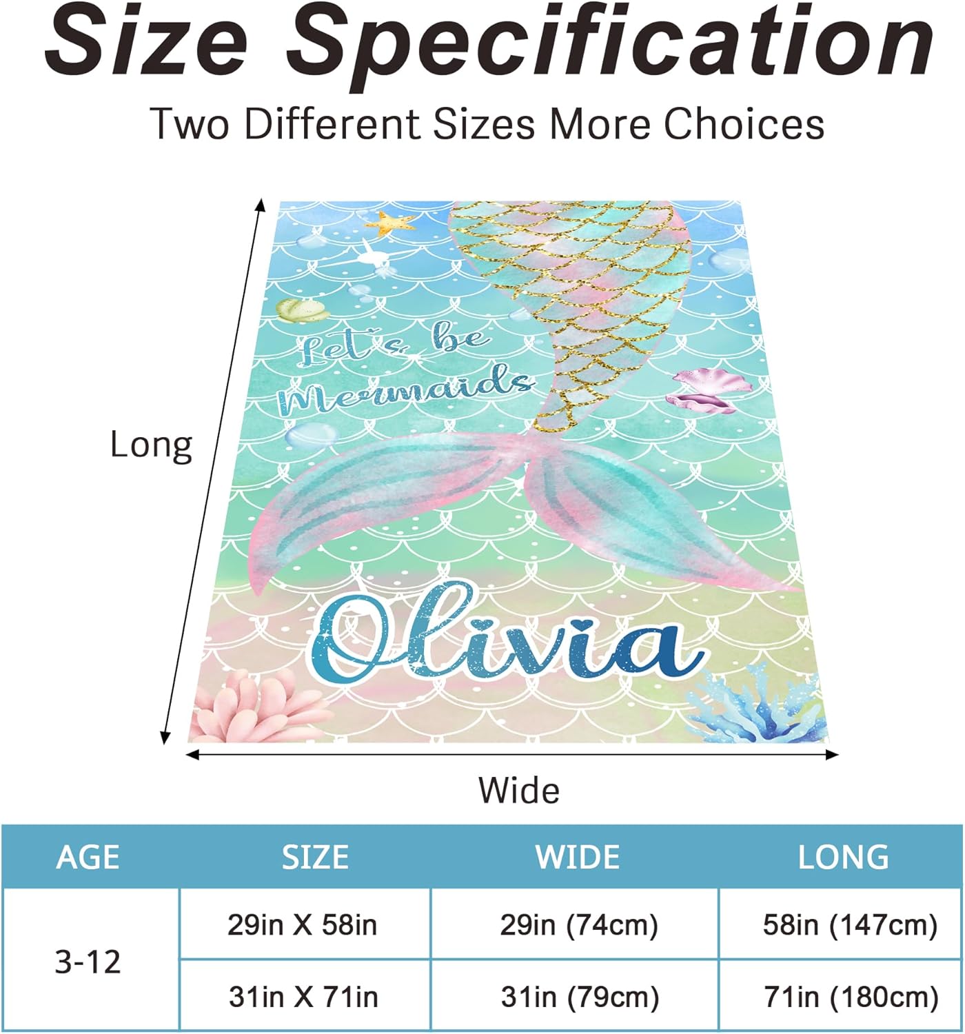 Personalized Oversized Beach Towel with Name for Kids