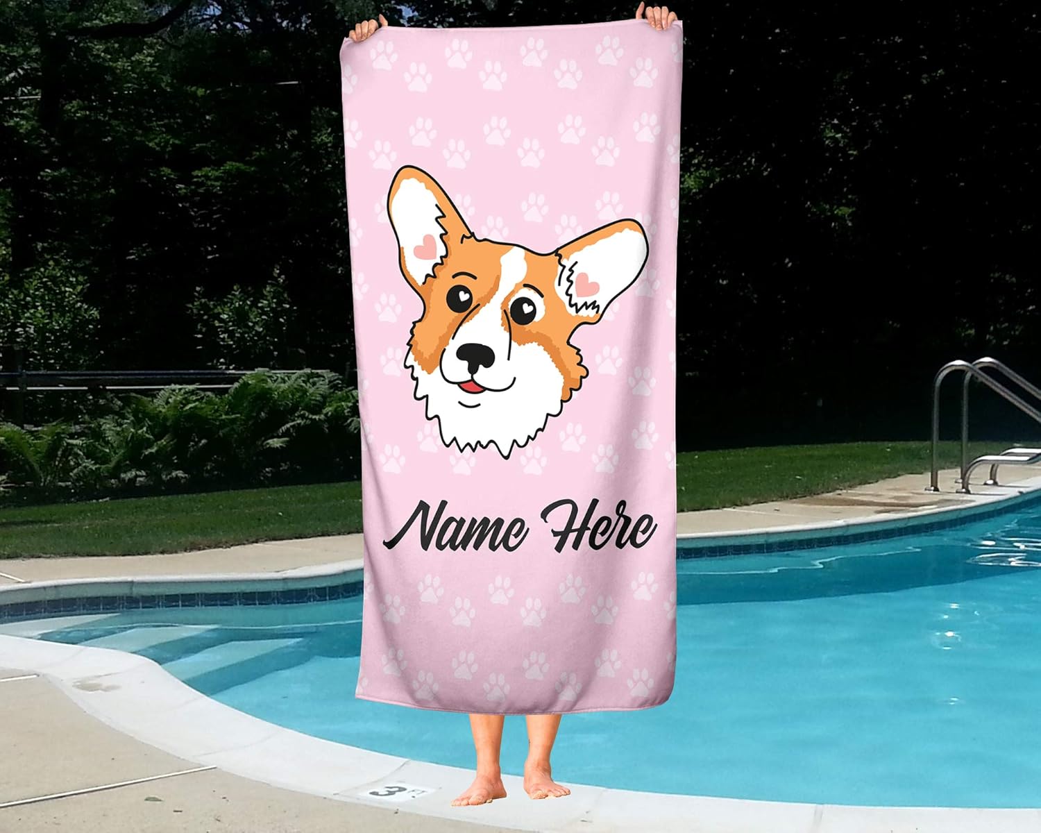Personalized Corner Extra Large Corgi Towel for Kids