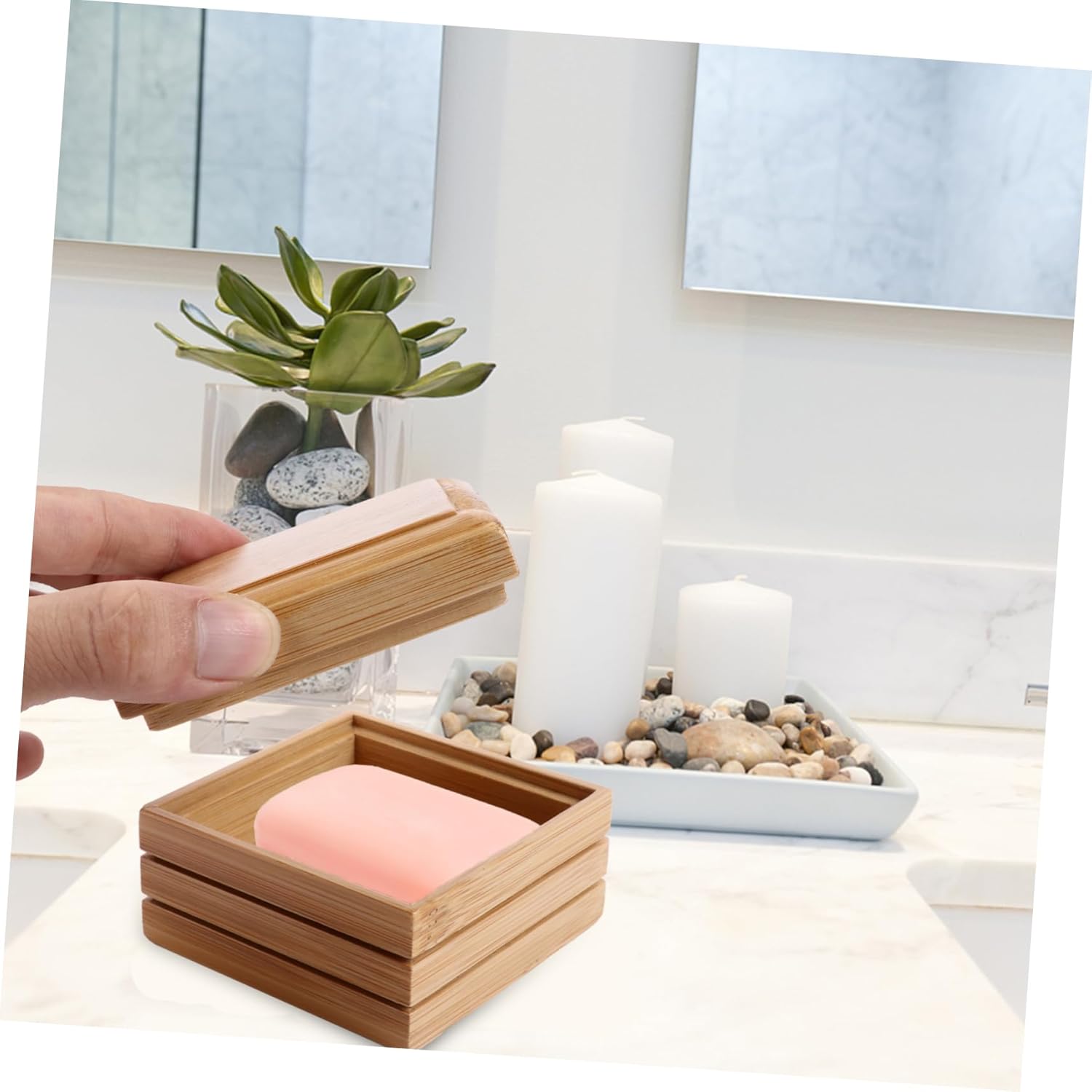 Wooden Soap Dish with Lid for Bathroom Kitchen 1