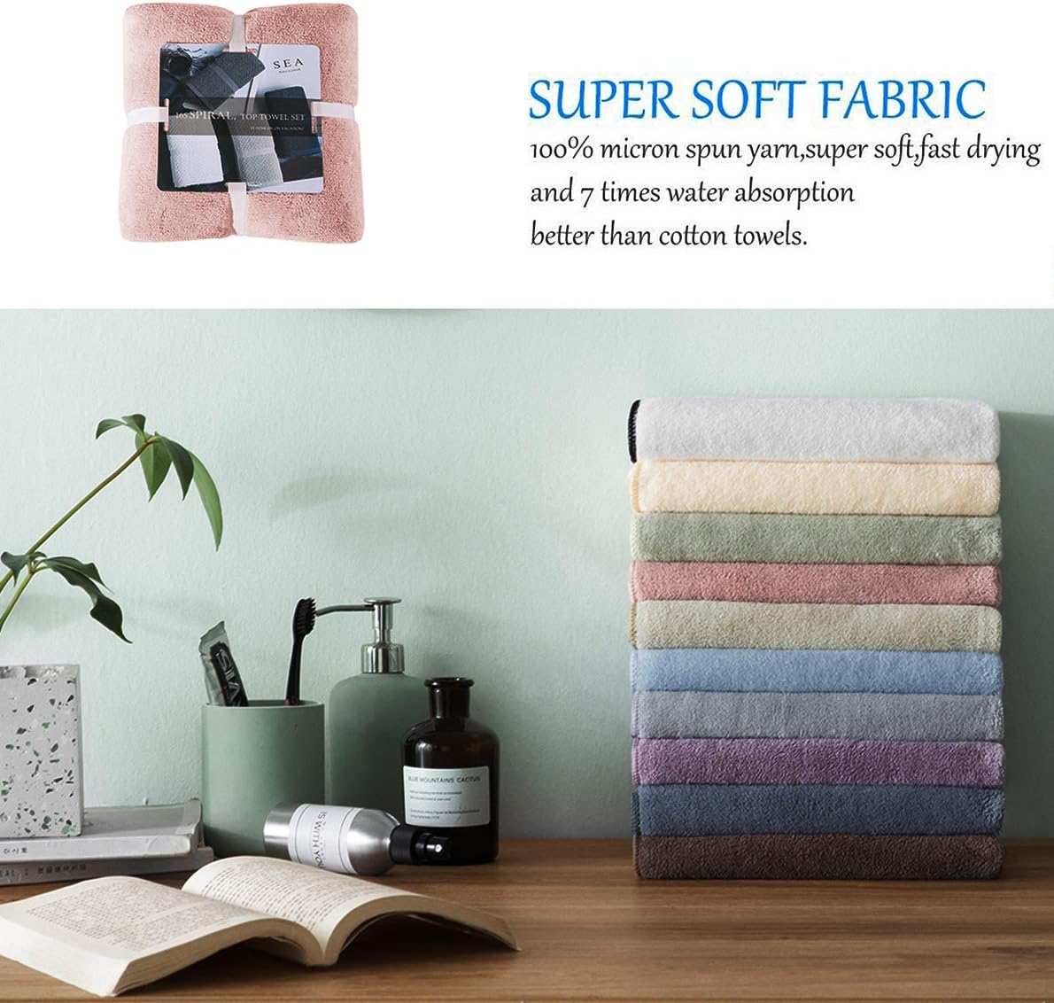 Xinrjojo 4 Piece Quick-Dry Microfiber Towel Set Coral Pink