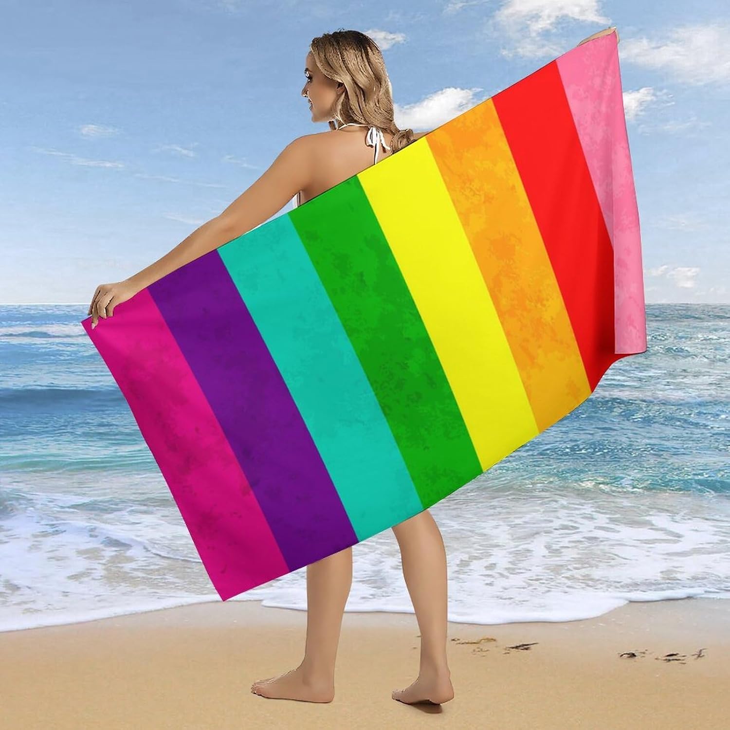 4SEE Beach Towel with Pride Flag Design