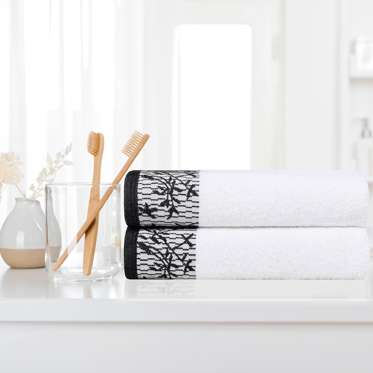 Superior Cotton Bath Towels Set of 2 Wisteria Collection