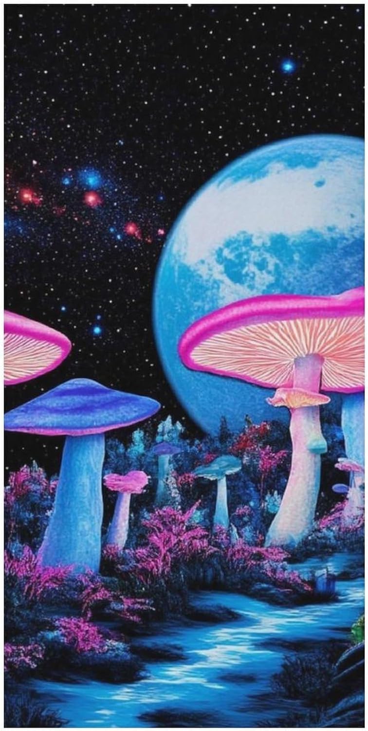 Trippy Mushroom Magical Beach Towel for Home and Travel