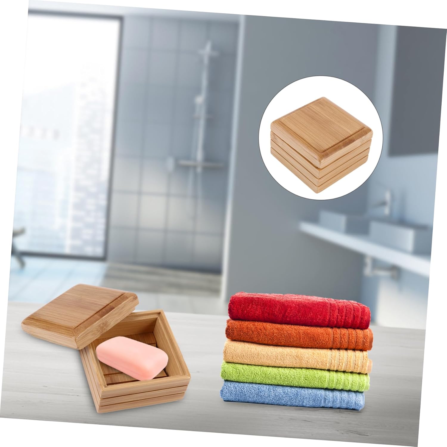 Zerodeko Bamboo Soap Holder with Foaming Lid 1