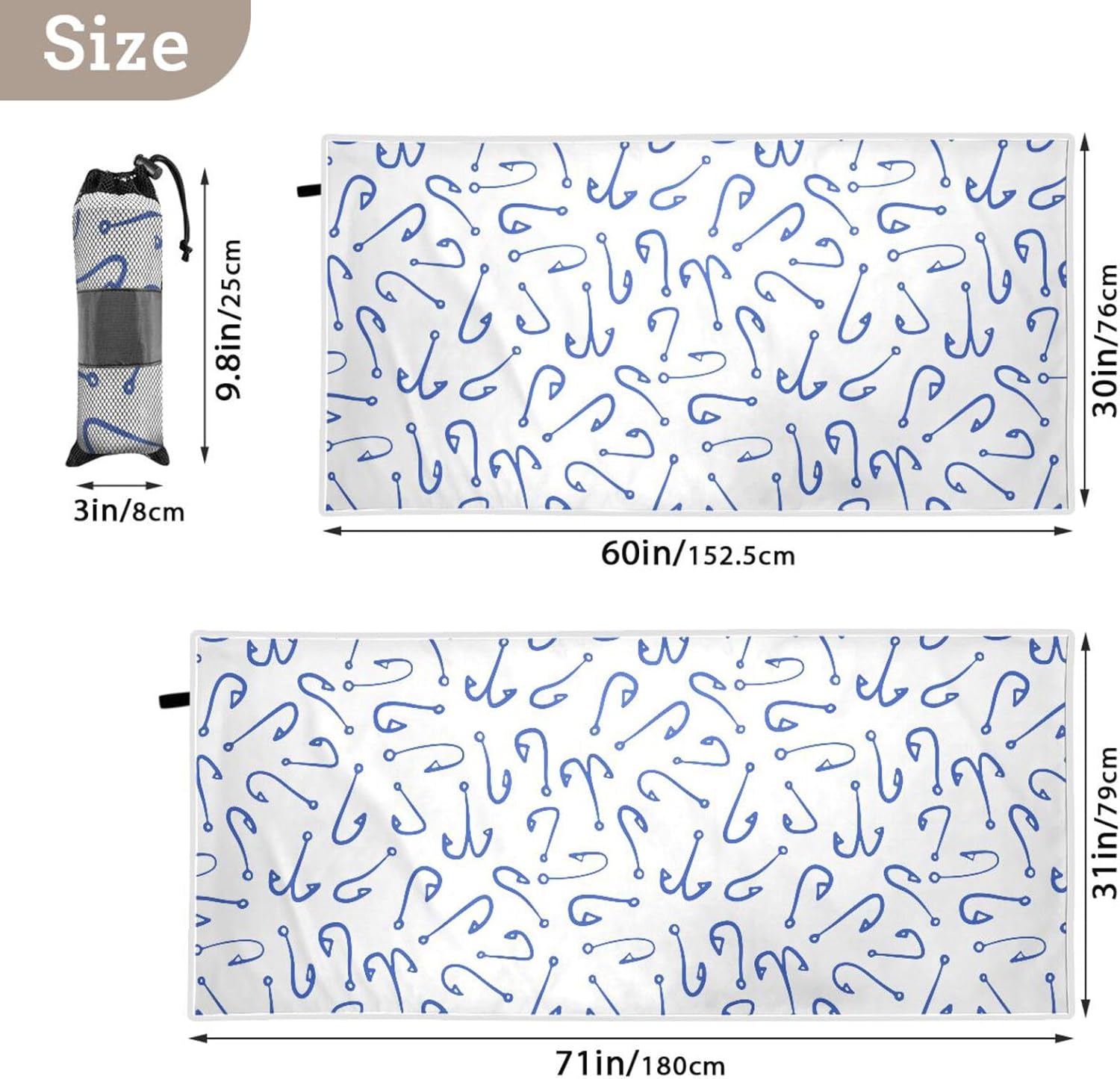 Gredecor Oversized Beach Towel 71x31 Blue 1