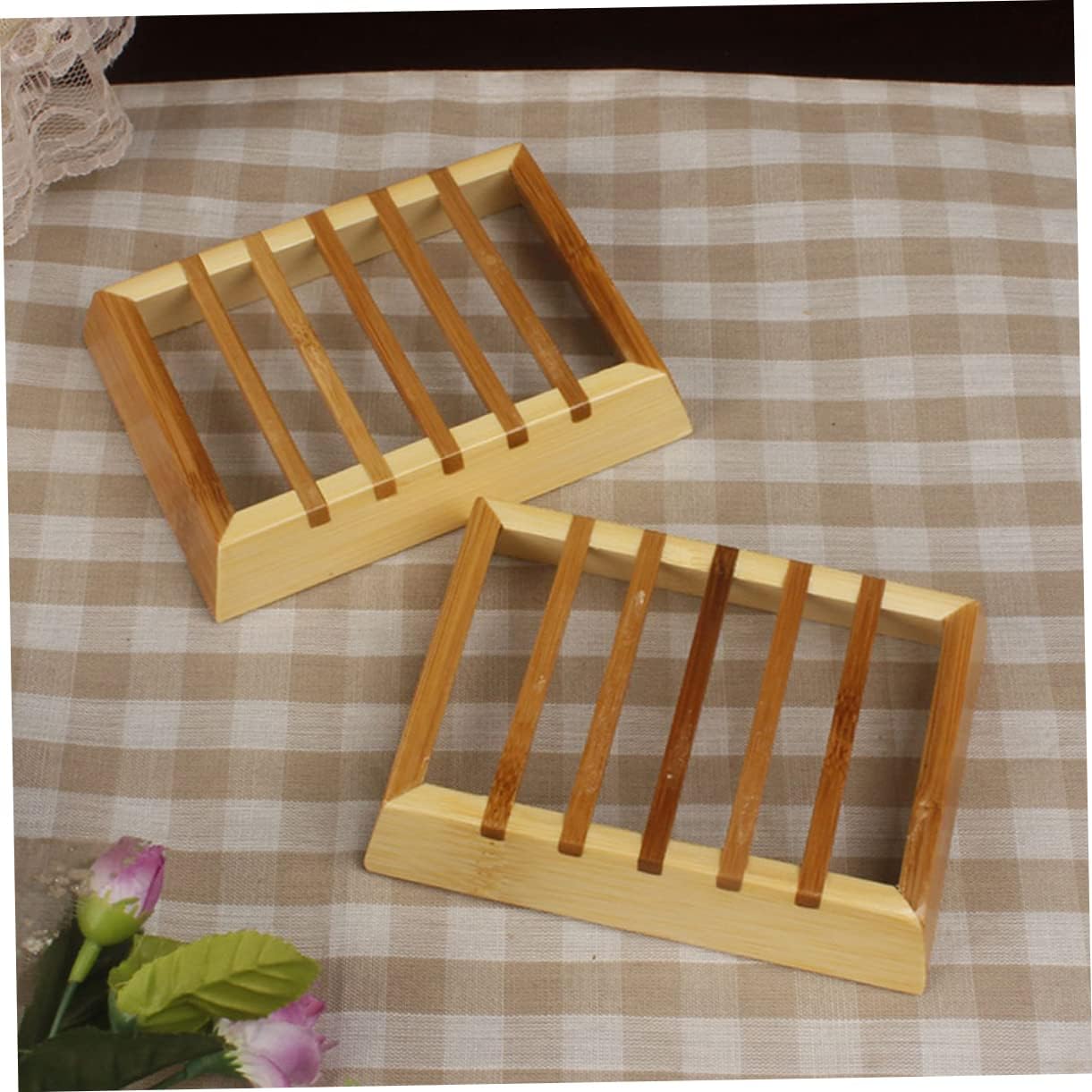 Alipis Natural Bamboo Soap Dish Storage Rack