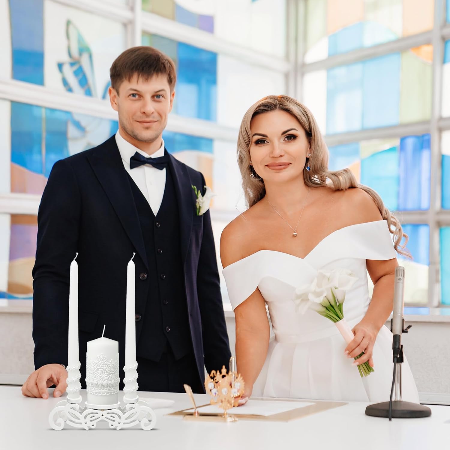 Irenare Unity Candles with Glass Holder Set