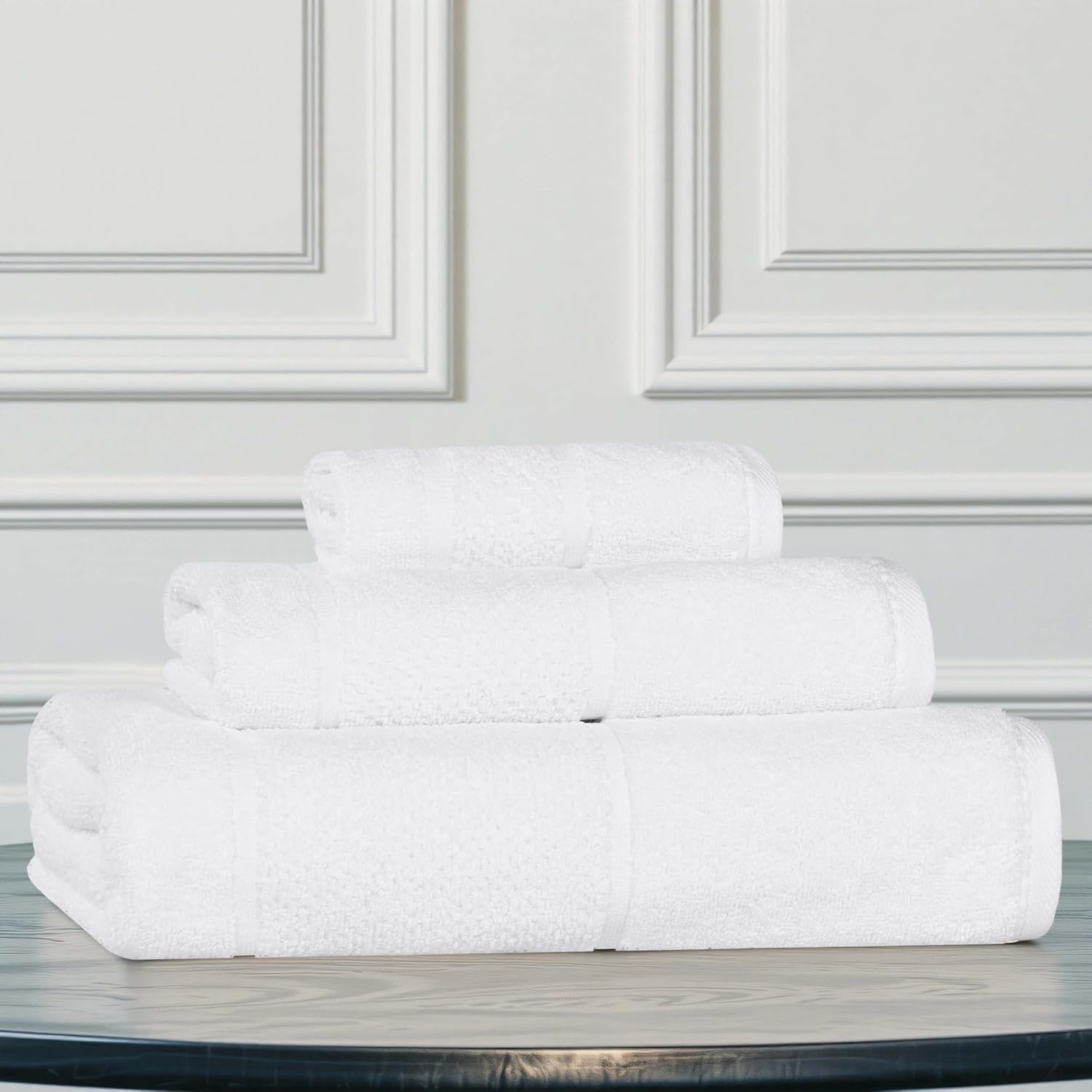 Superior Mile 3-Piece Viscose Cotton Towel Set with Border Detail