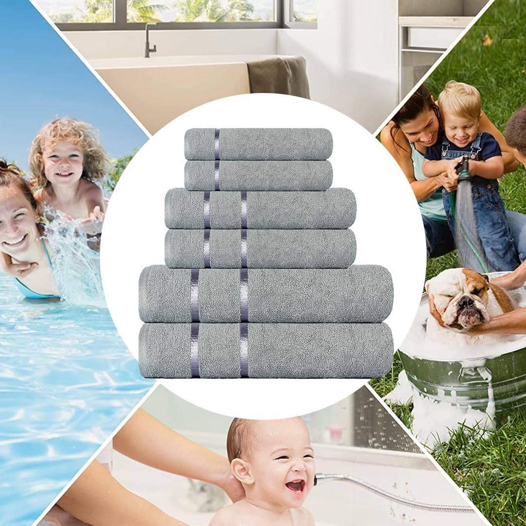 CASA COPENHAGEN Eternal 6-Piece Towel Set in Grey Violet