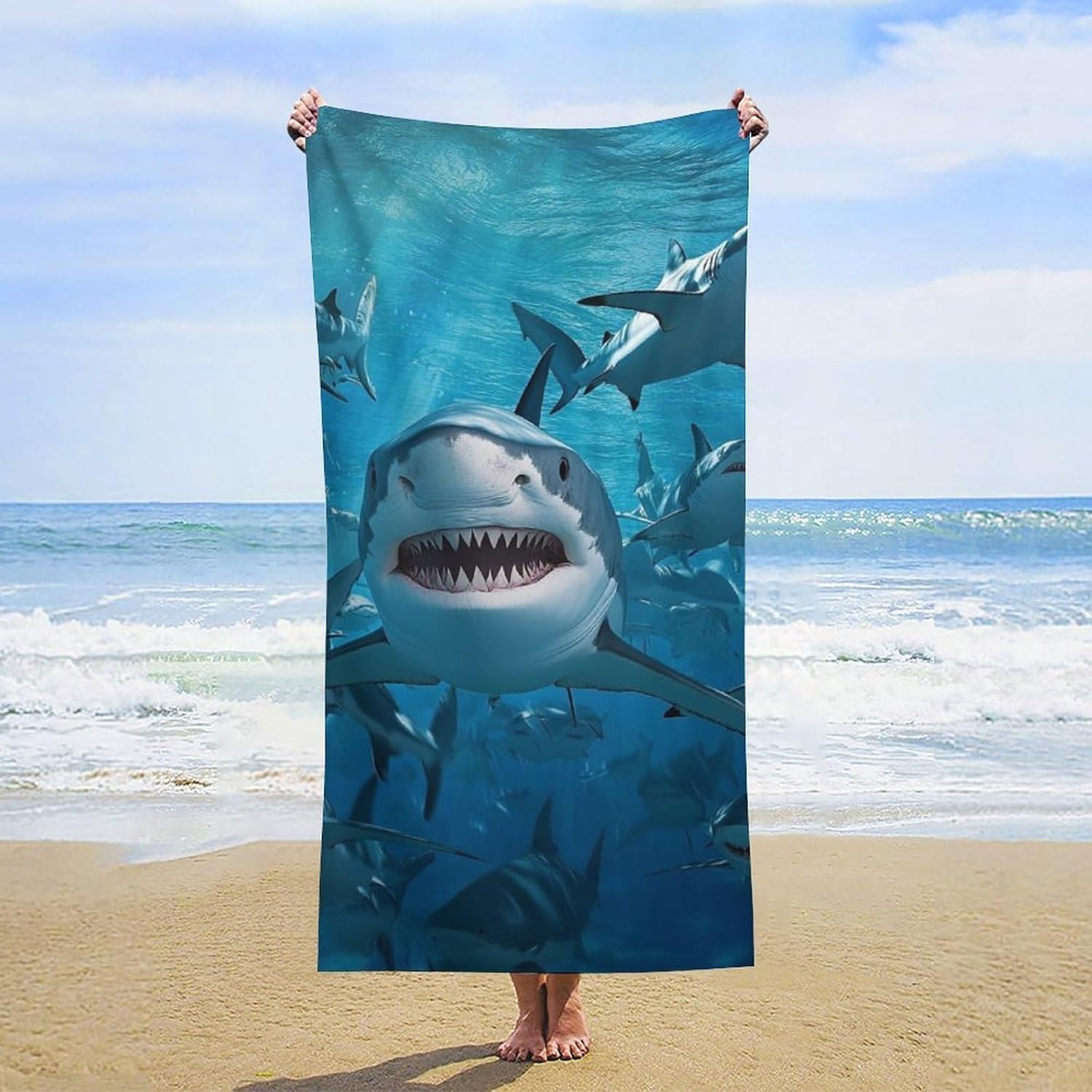 4SEE Oversize Sea Blue Beach Towel Set