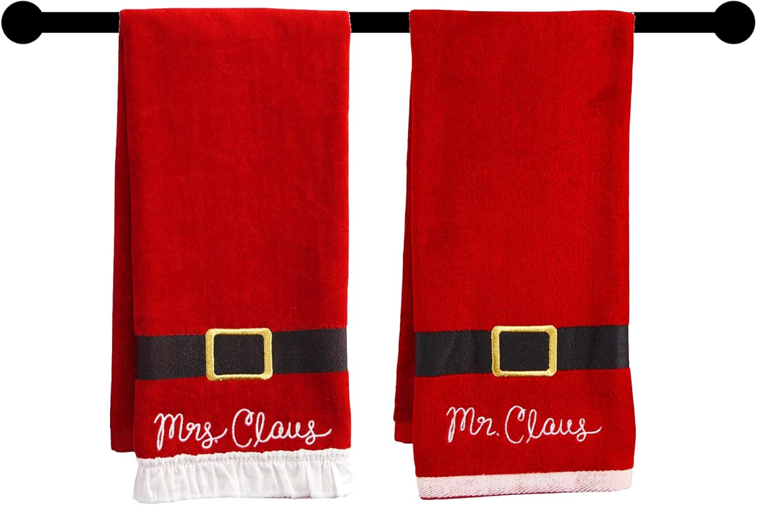 Christmas Towels Set of 2 with Santa Belt Design