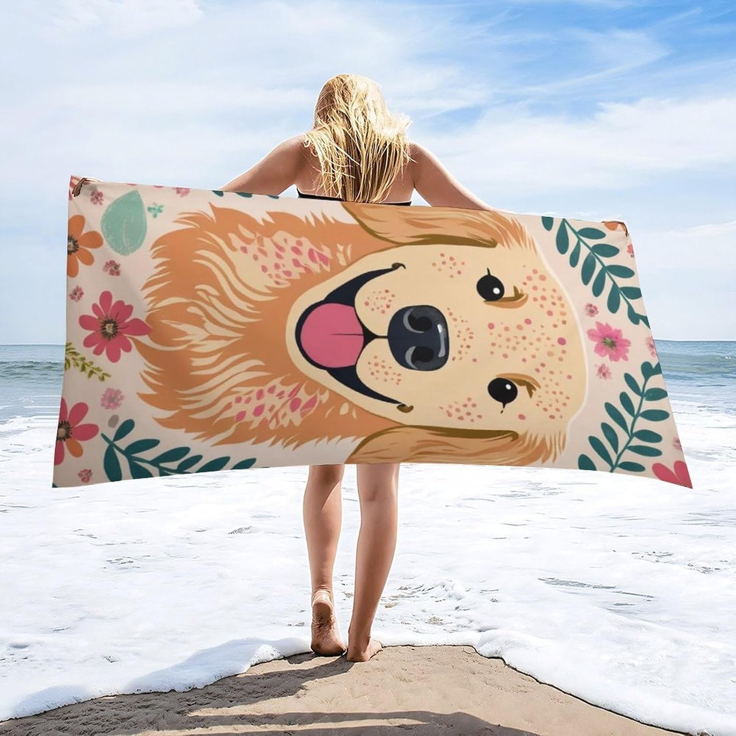 4SEE Oversize Beach Towel with Floral Design