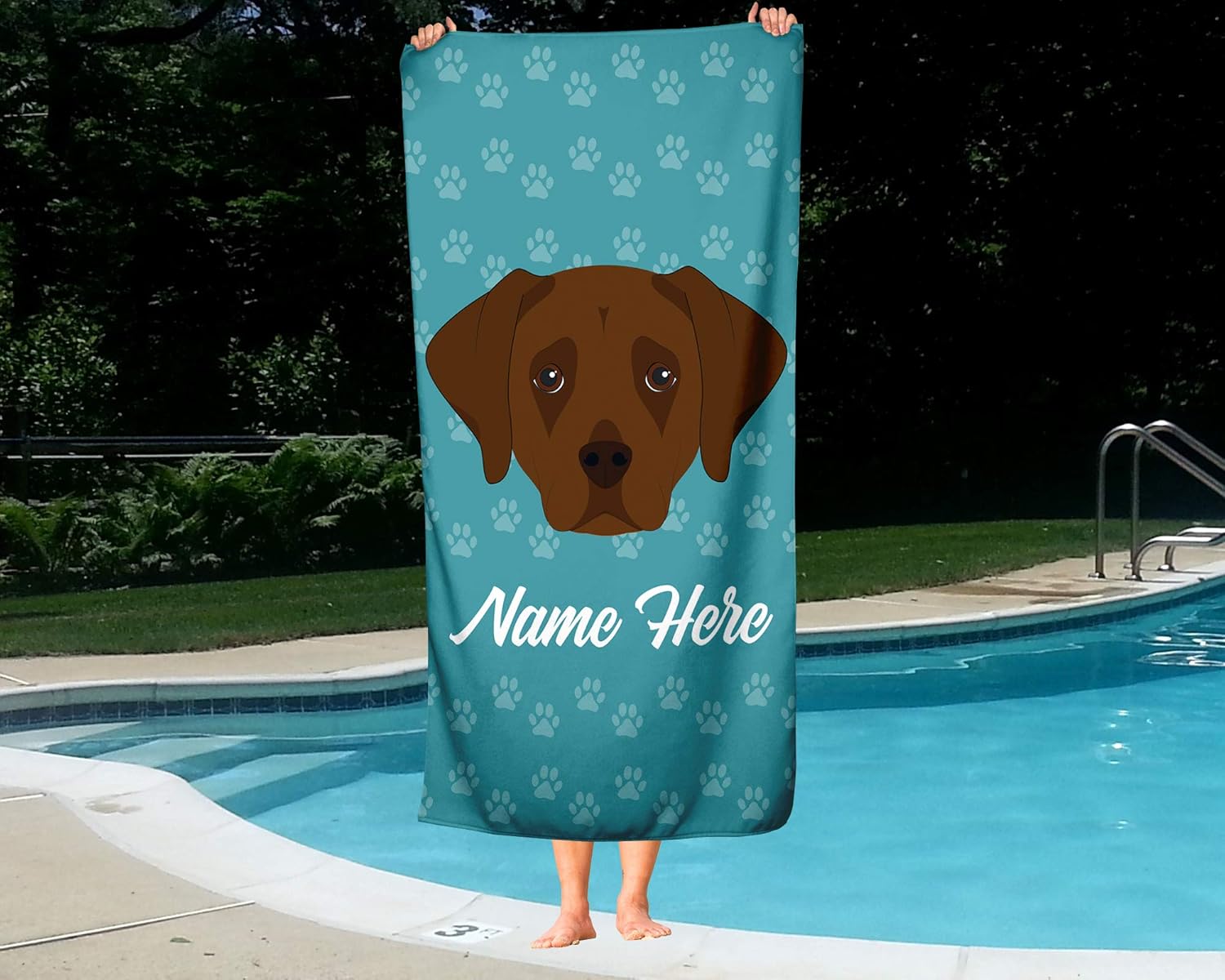Personalized Chocolate Lab Beach and Bath Towels