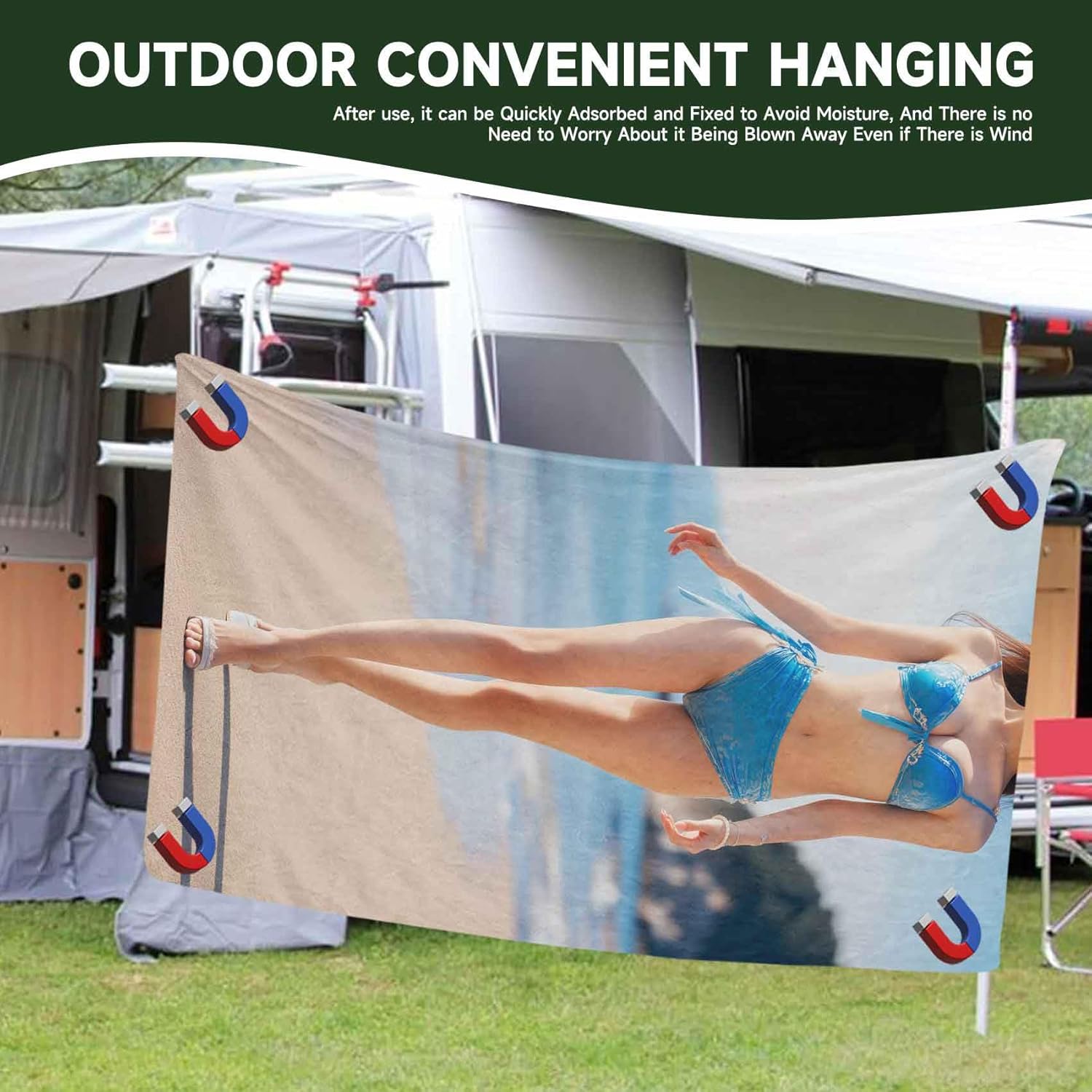 Magnetic Beach Towel 75x30 for Outdoor Use