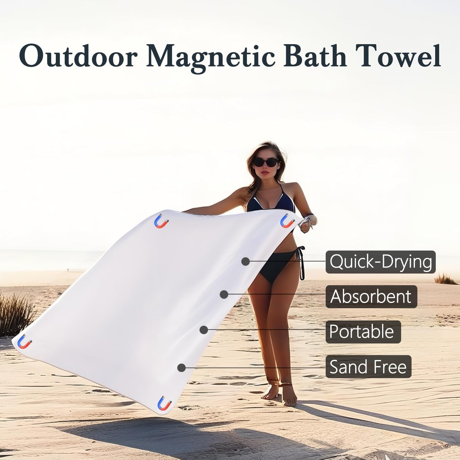 Abstract Girl Magnetic Bath Towel for Travel and Beach Use