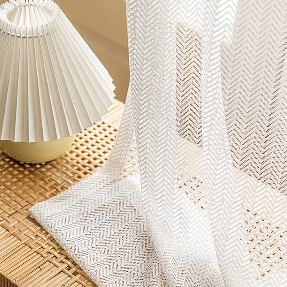 Iuokuby Light Luxury Herringbone Voile Curtains