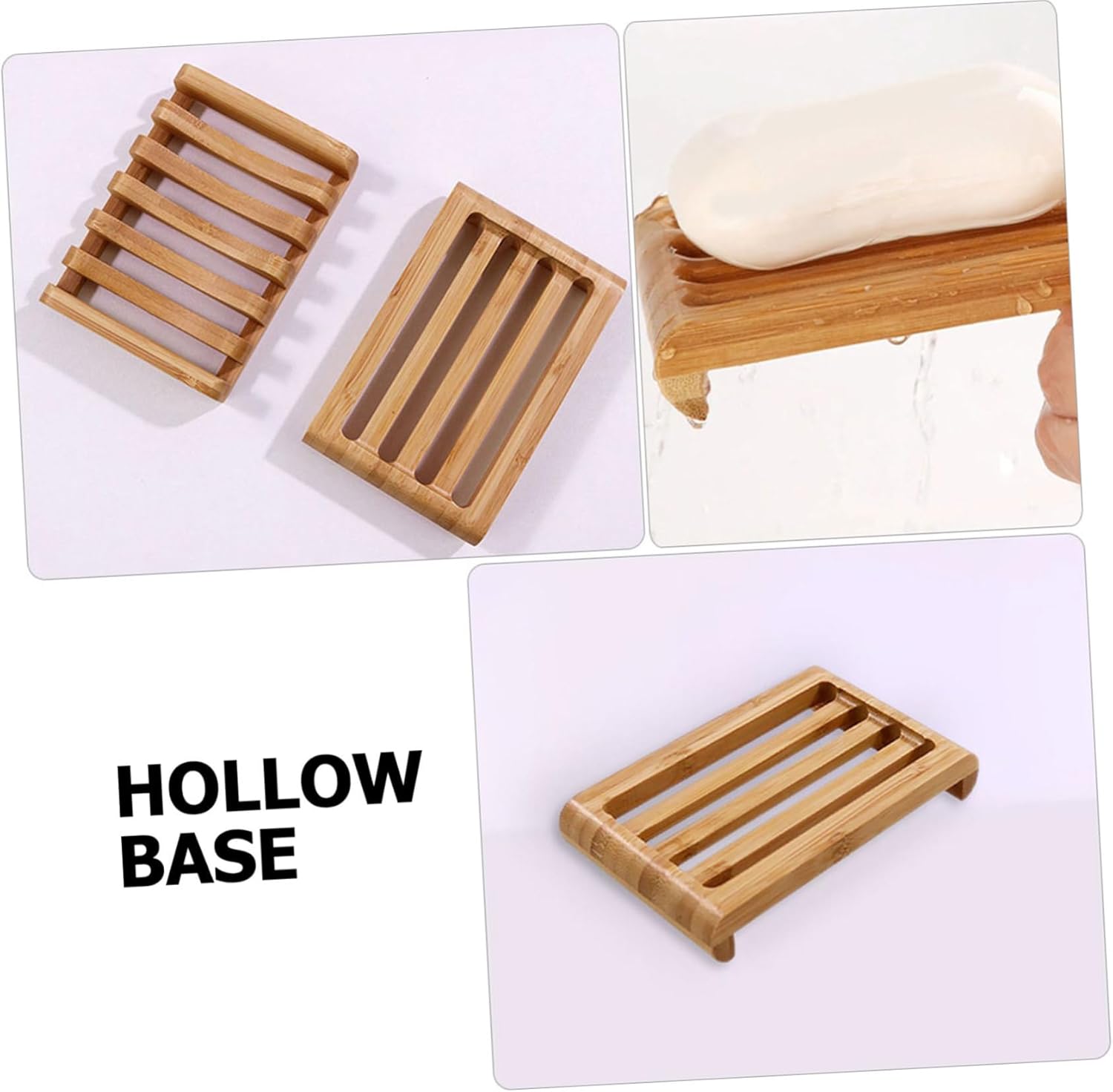 Travel Soap Dish Bamboo Wood Holder 2 Pack for Bathroom and Shower