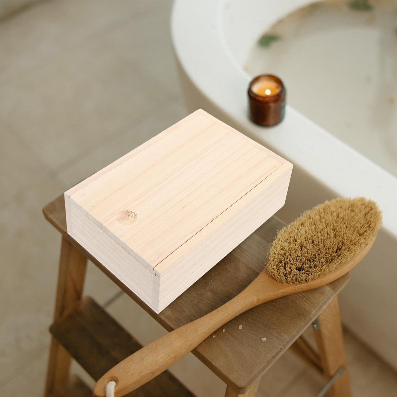 Luxshiny Wooden Soap Dish with Lid Multi-use Holder