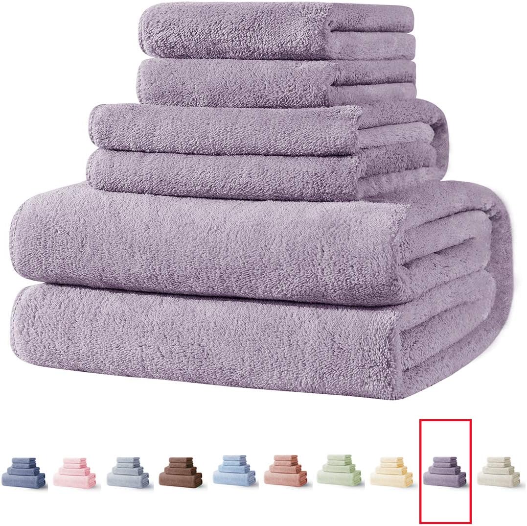 Xinrjojo Lavender Purple Microfiber Towel Set