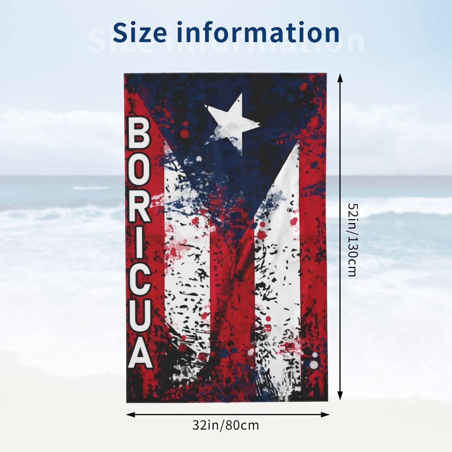 Puerto Rican Flag Microfiber Beach Towels for Kids Adults