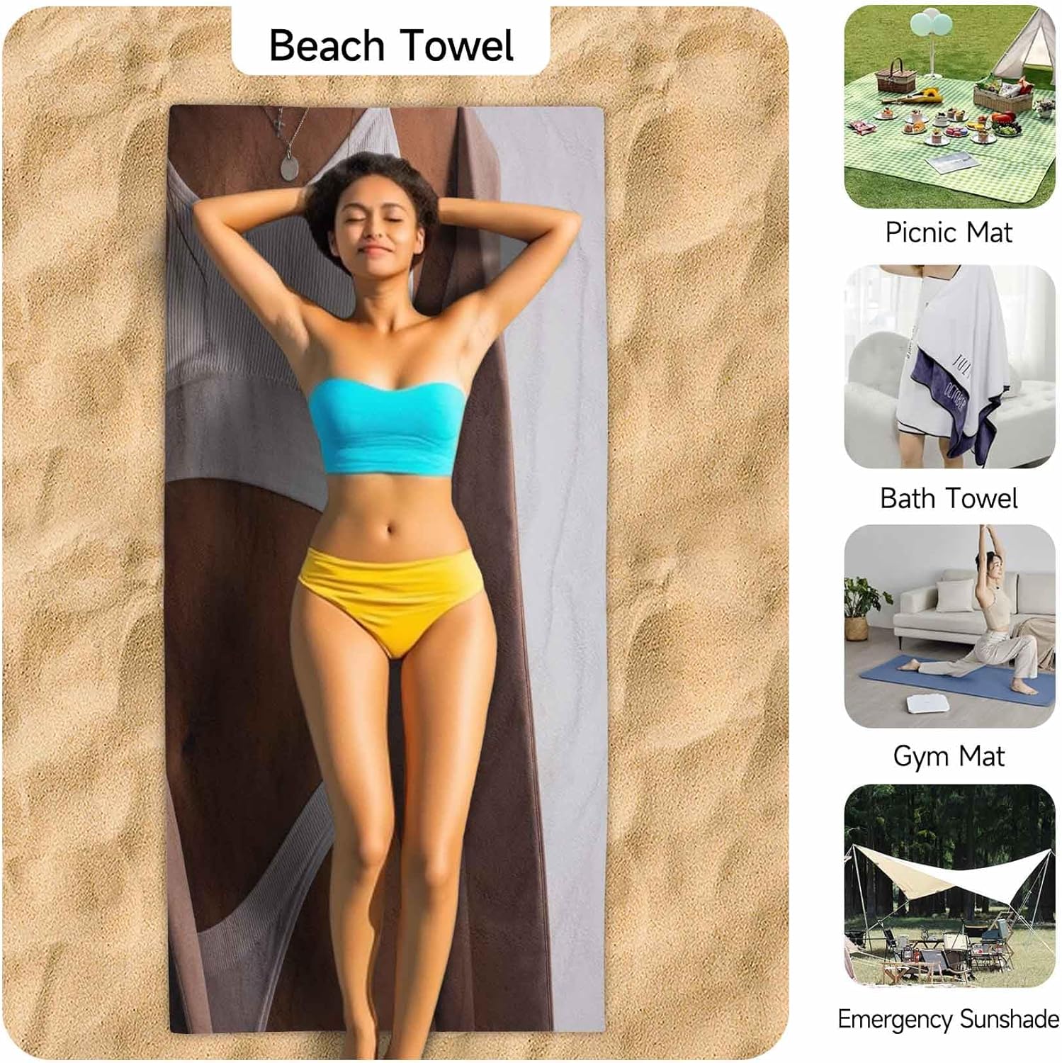 PolXmyxor Magnetic Beach Towel with Buckle 27x52