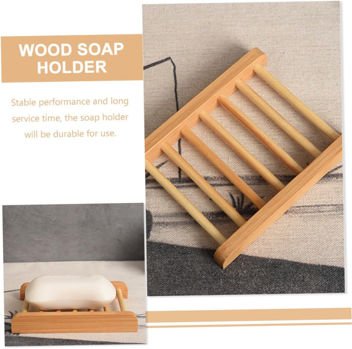 OUNONA Wooden Soap Dish Holder for Bathroom Sink and Shower