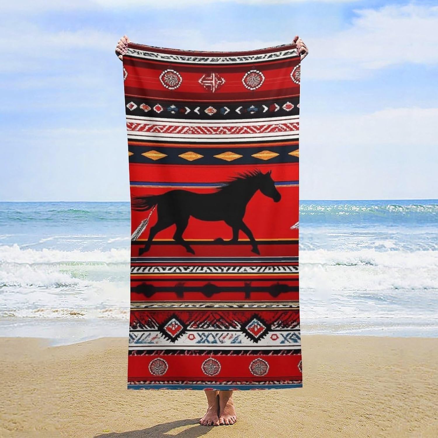 4SEE Extra Large Beach Towel with Horse Dreamcatcher Design